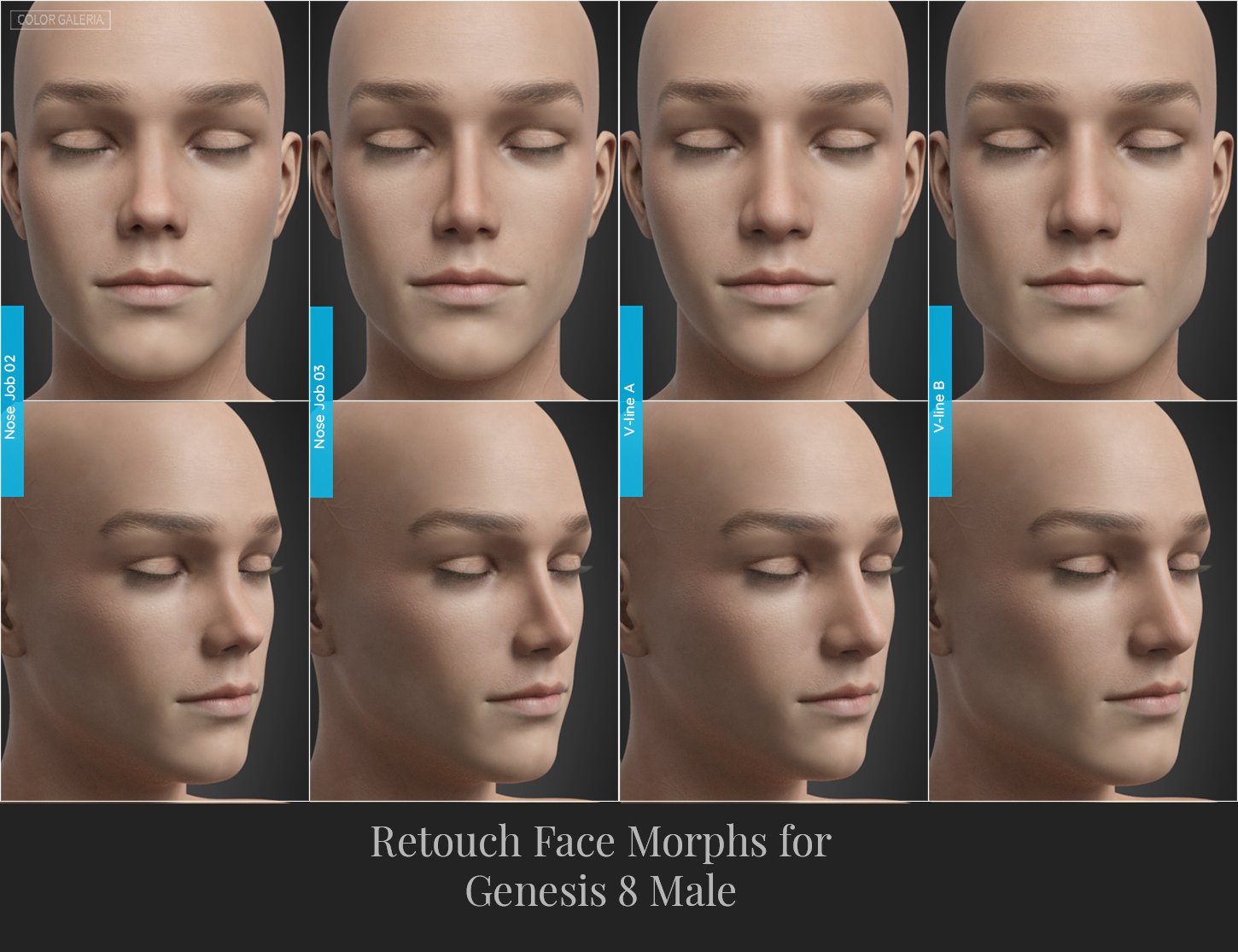 Retouch Face Morphs for Genesis 8 Males by: Color Galeria, 3D Models by Daz 3D