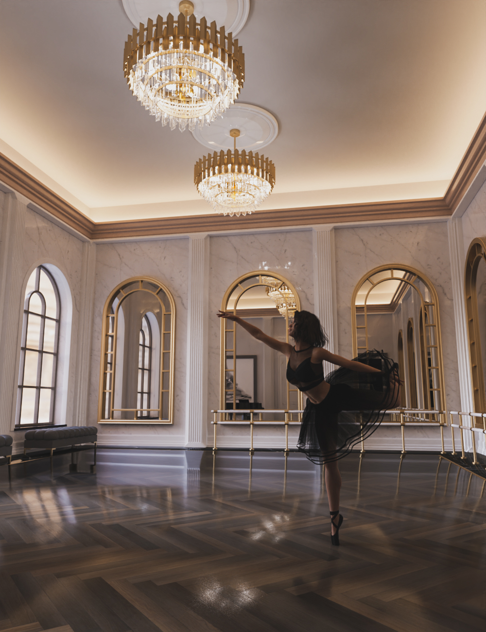 Ballet Dance Room by: Modu8, 3D Models by Daz 3D