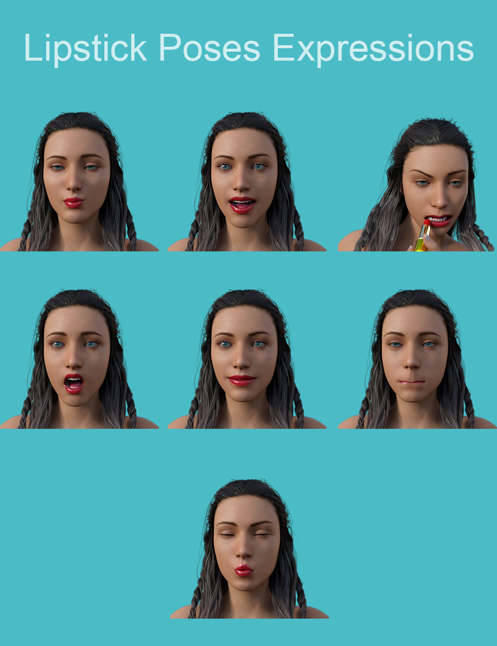 Lipstick Poses, Expressions, and Props for Genesis 8 Female by: dobit, 3D Models by Daz 3D
