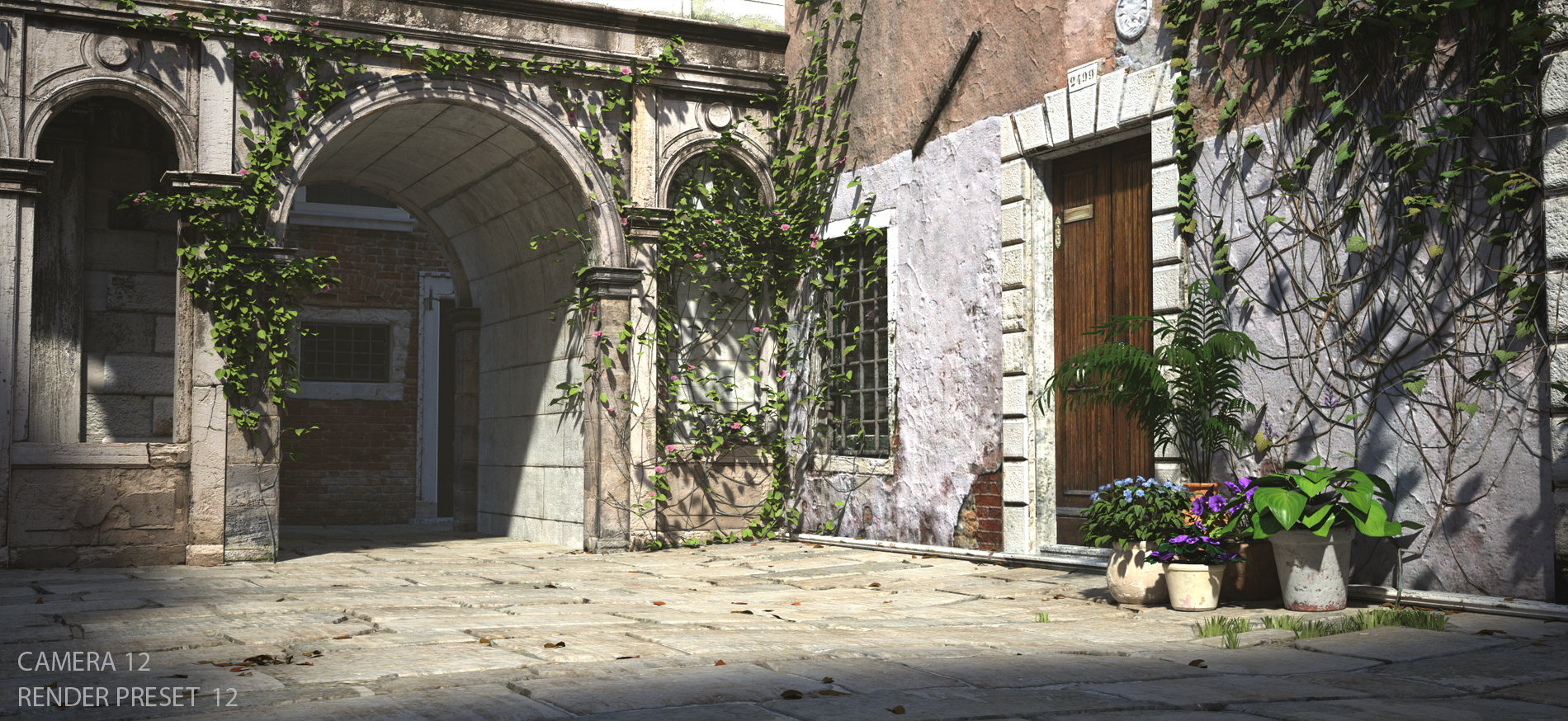 Courtyard Italia by: Stonemason, 3D Models by Daz 3D