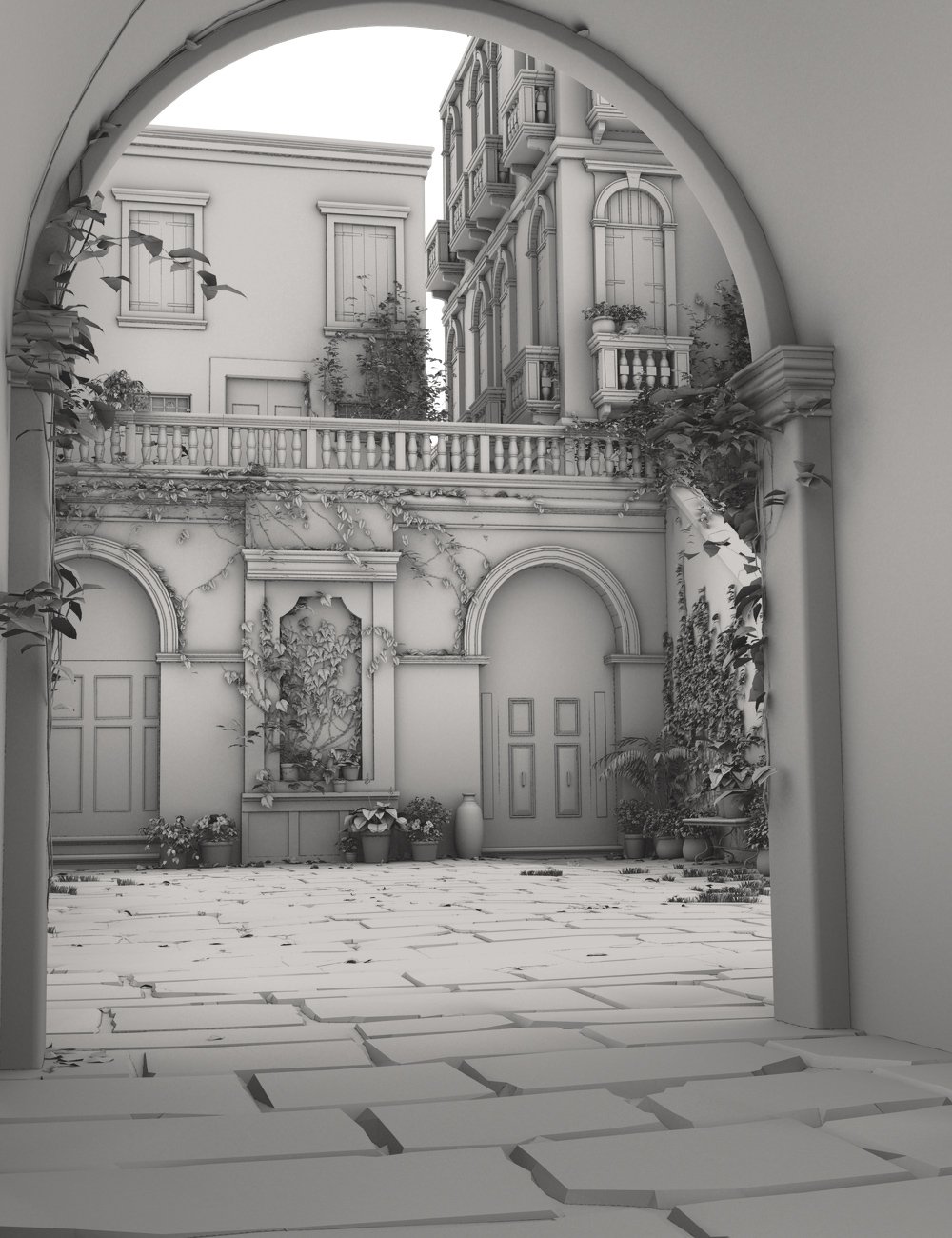 Courtyard Italia by: Stonemason, 3D Models by Daz 3D
