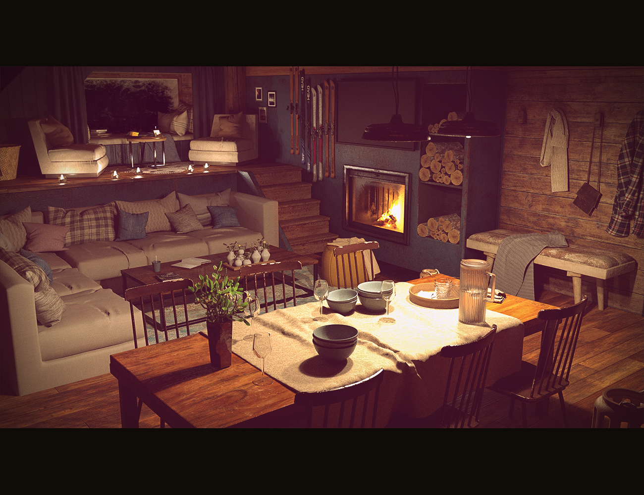 Winter Vacation Living Room by: Polish, 3D Models by Daz 3D