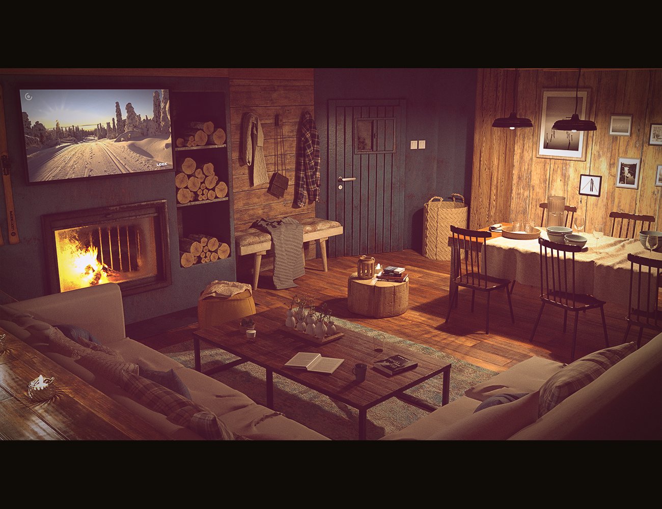 Winter Vacation Living Room Winter Vacation Living Room by: Polish, 3D Models by Daz 3D