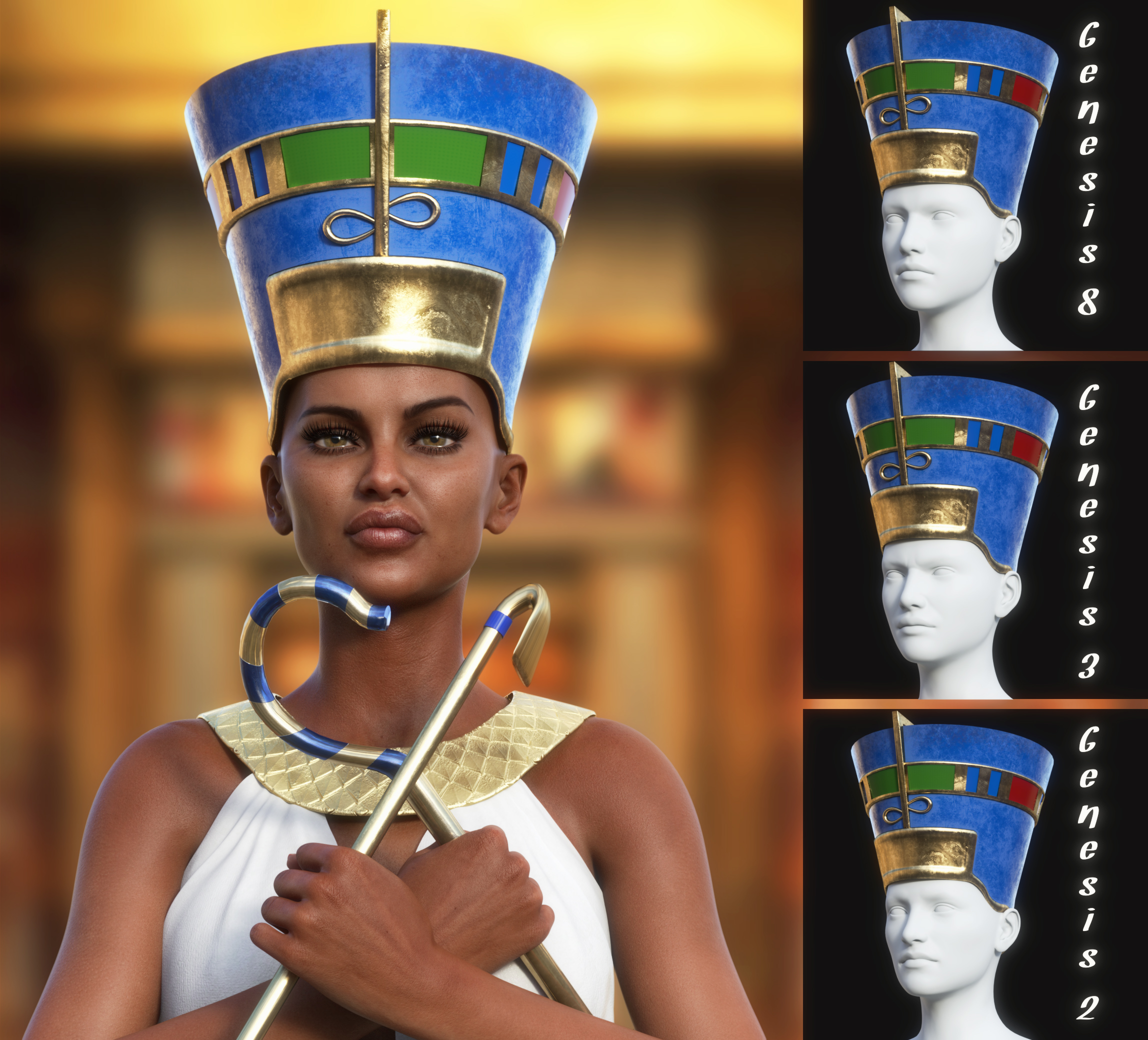 Egyptian Headdress and Accessories by: Neikdian, 3D Models by Daz 3D