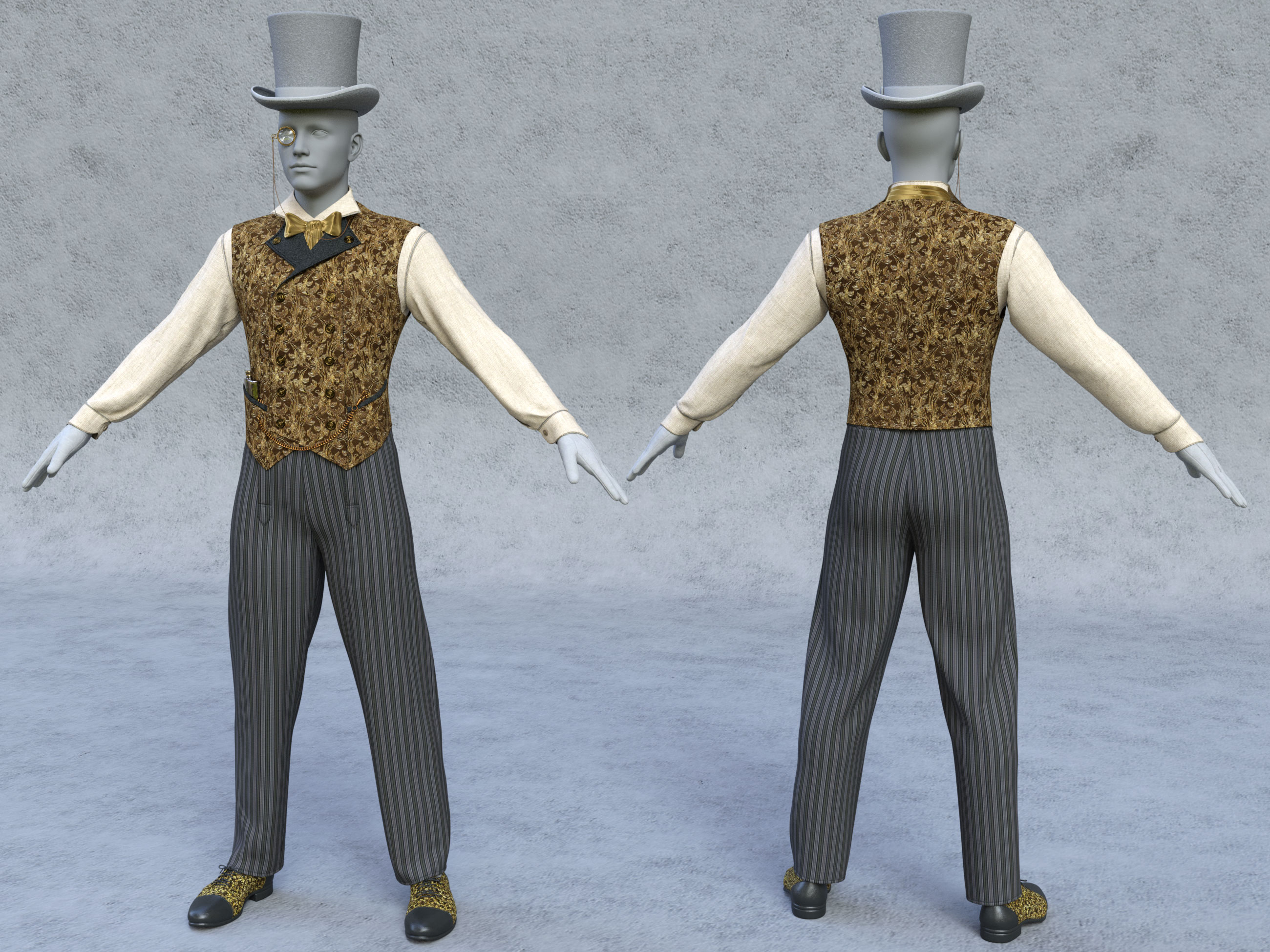 Victorian Gentleman's Evening Dress for Genesis 8 and 8.1 Males by: The Alchemist, 3D Models by Daz 3D