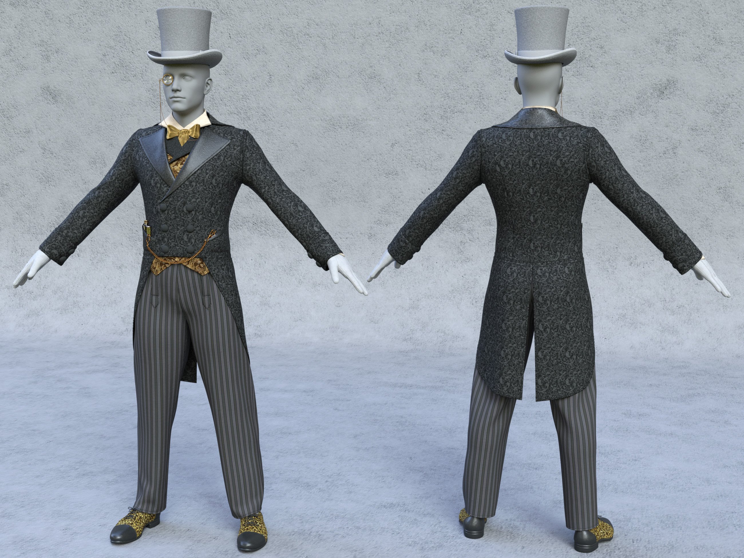 Victorian Gentleman's Evening Dress for Genesis 8 and 8.1 Males by: The Alchemist, 3D Models by Daz 3D