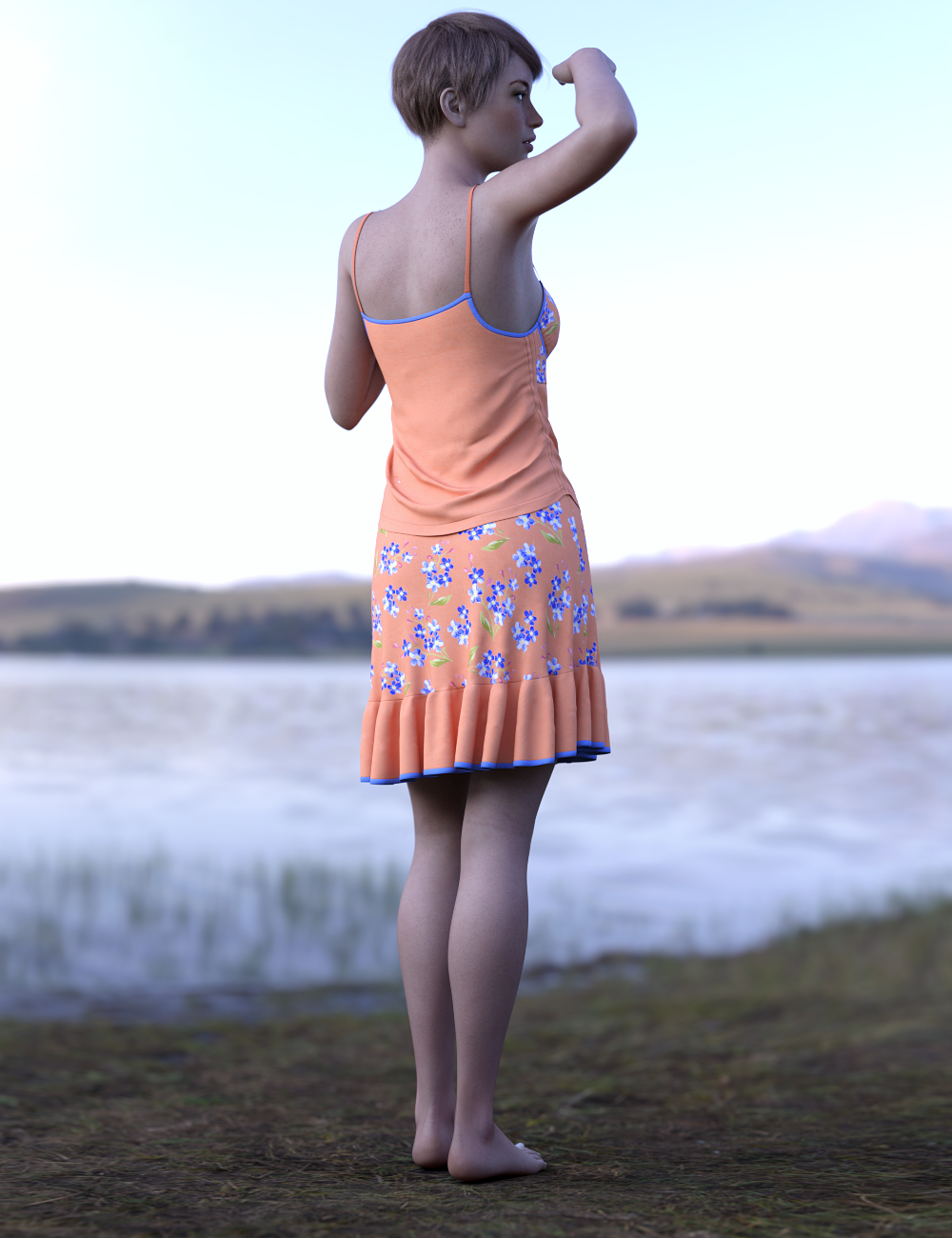 dForce Fleur Farouche Outfit for Genesis 8 and 8.1 Females by: Leviathan, 3D Models by Daz 3D