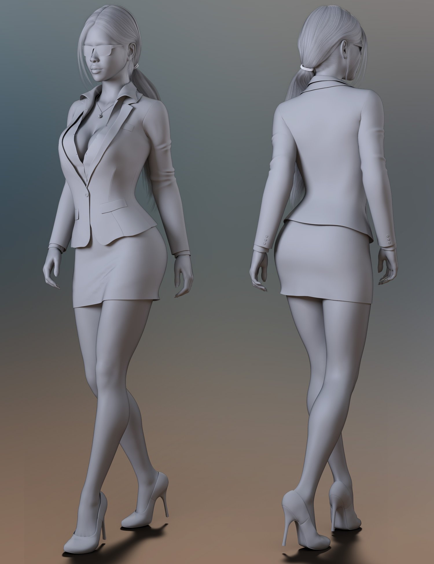 Businesswoman Outfit Set for Genesis 8 and 8.1 Females by: Pretty3D, 3D Models by Daz 3D