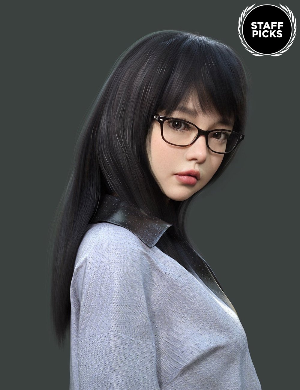 long straight hair 3D model