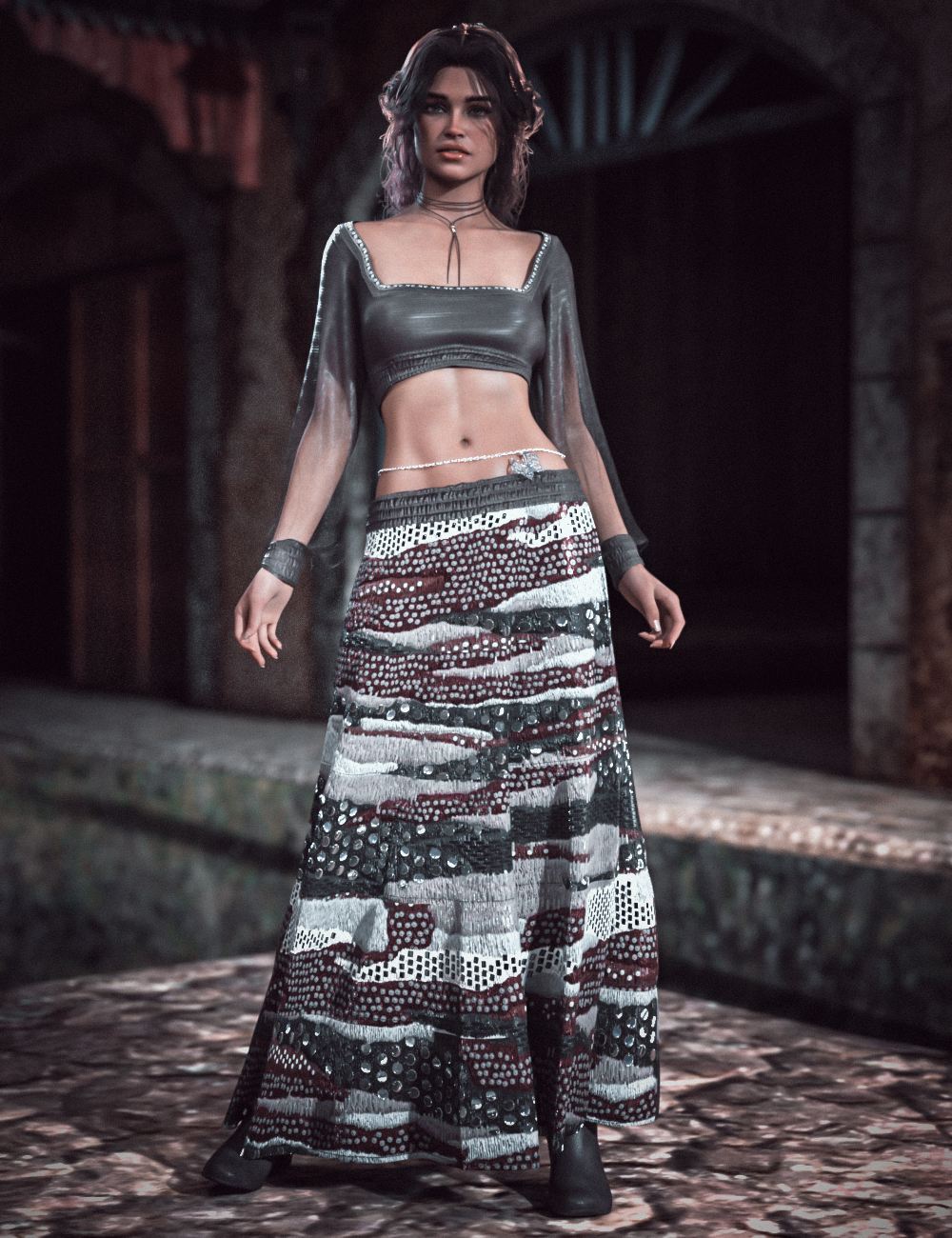 dForce CB Dakota Clothing Set for Genesis 8 Females by: CynderBlue, 3D Models by Daz 3D