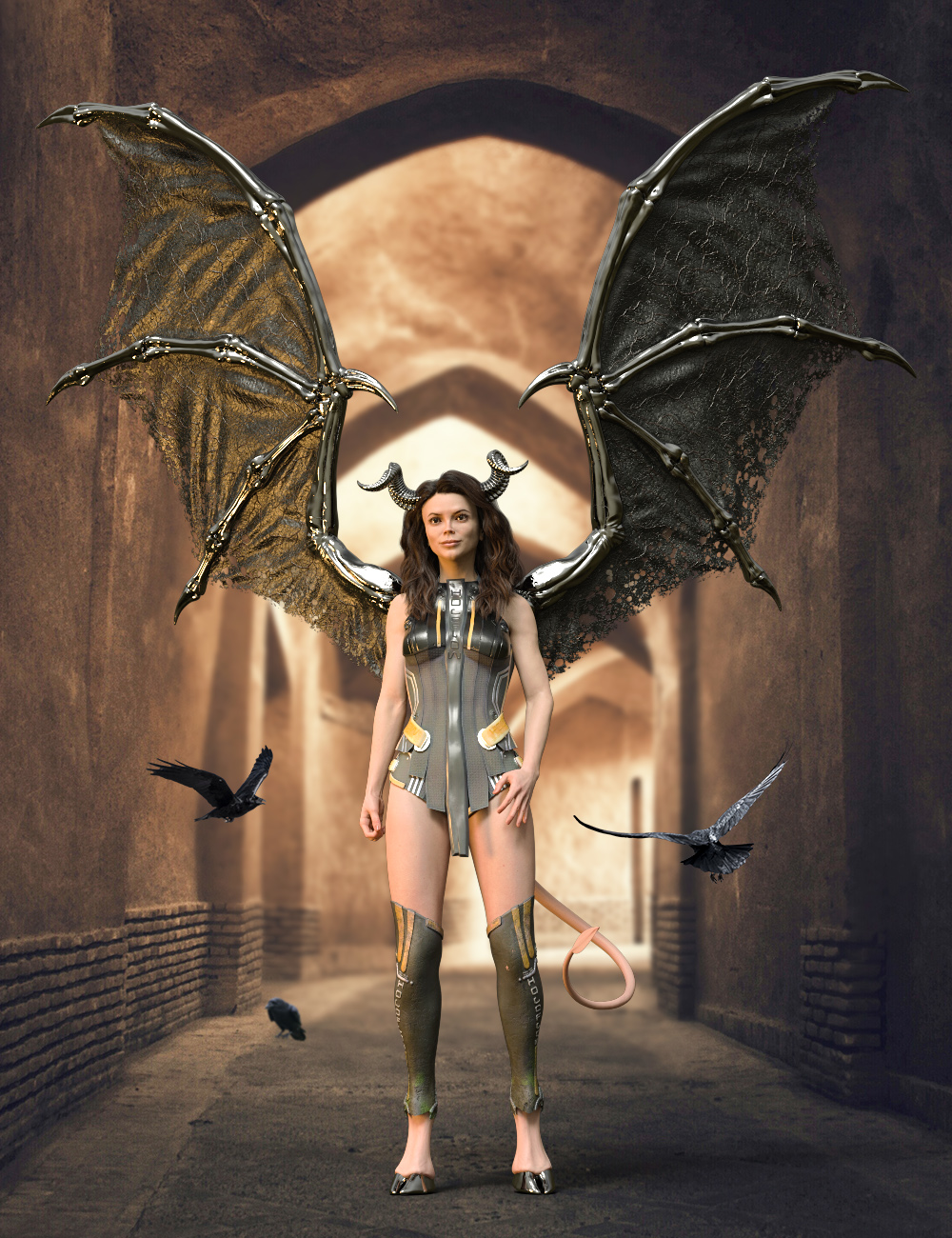 Succubus Wings for Genesis 8 Females by: midnight_stories, 3D Models by Daz 3D