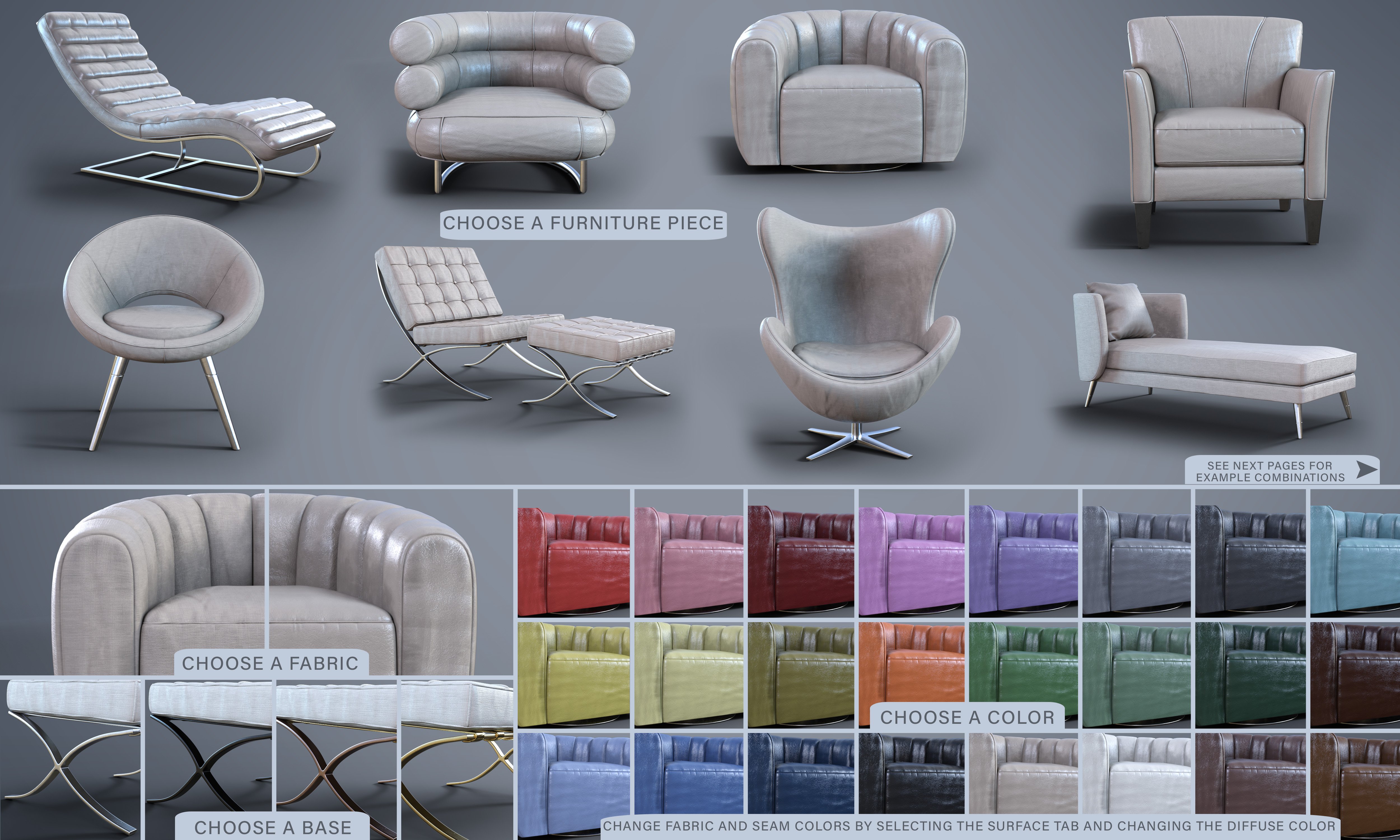 Z Modern Seating Scene Essentials by: Zeddicuss, 3D Models by Daz 3D