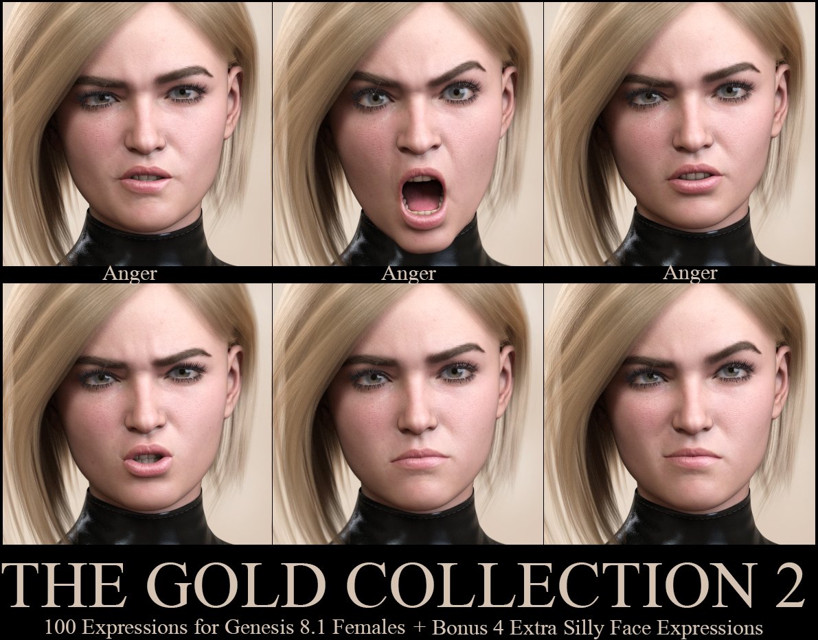 V 100 Expressions The Gold Collection 2 for Genesis 8.1 Female by: Valery3D, 3D Models by Daz 3D