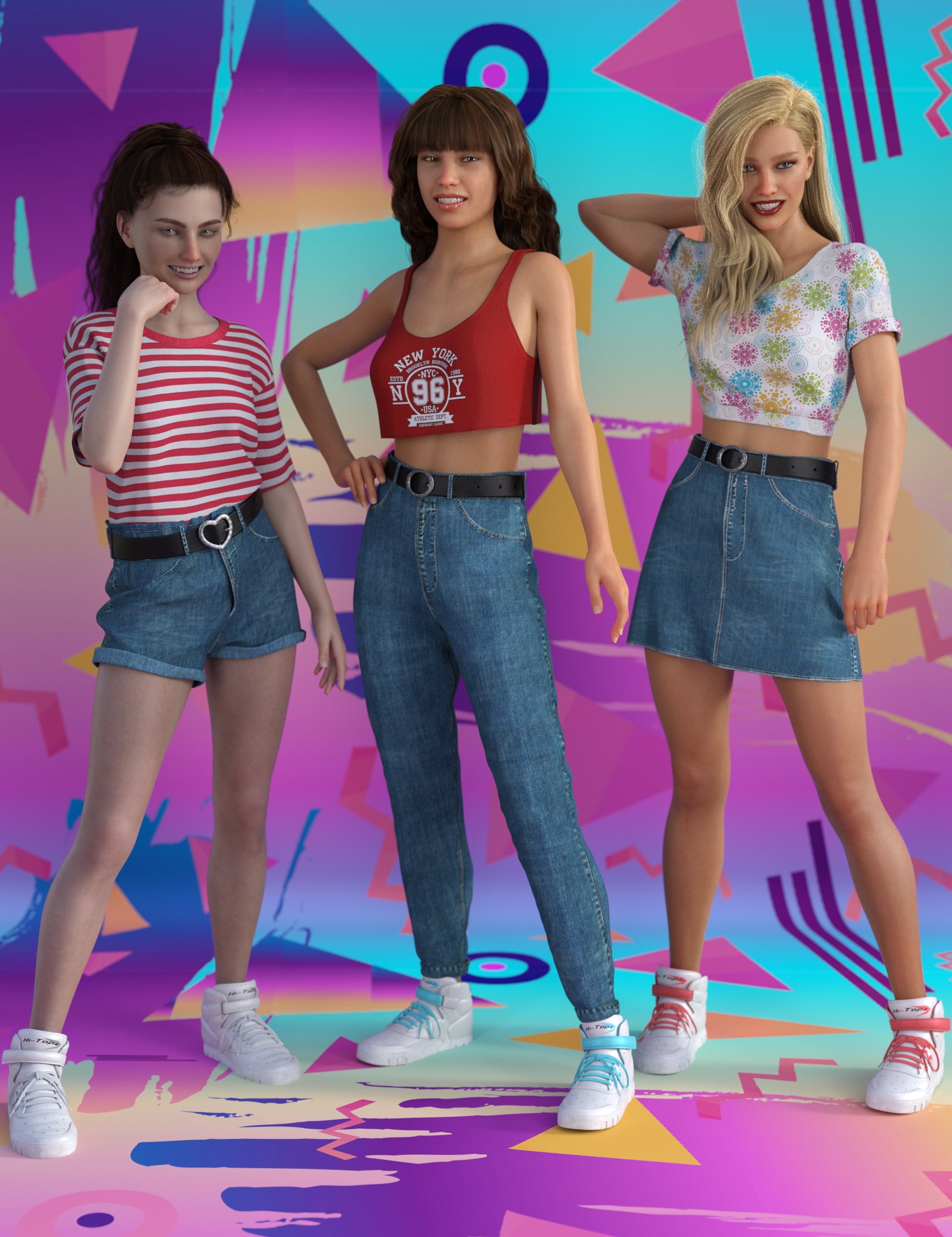 dForce Ninties Nostalgia Wardrobe for Genesis 8 Females dForce Ninties Nostalgia Wardrobe for Genesis 8 Females by: Dogz, 3D Models by Daz 3D