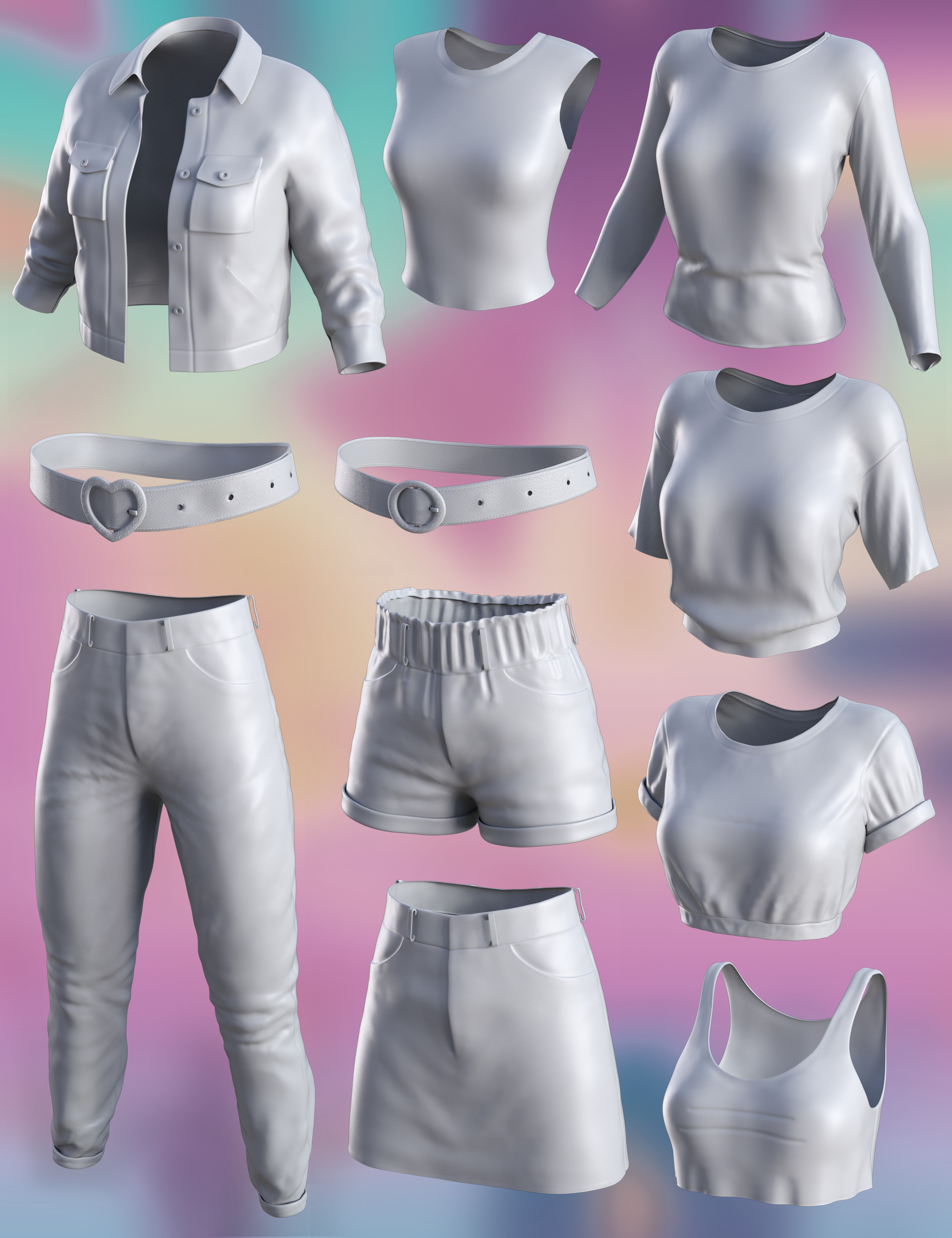 dForce Ninties Nostalgia Wardrobe for Genesis 8 Females by: Dogz, 3D Models by Daz 3D