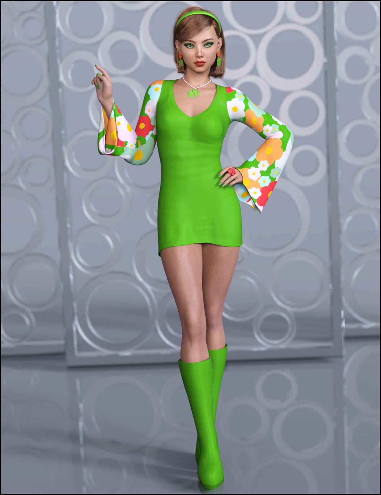 dForce Flower Power Outfit for Genesis 8 Female by: JessaiiDemonicaEvilius, 3D Models by Daz 3D