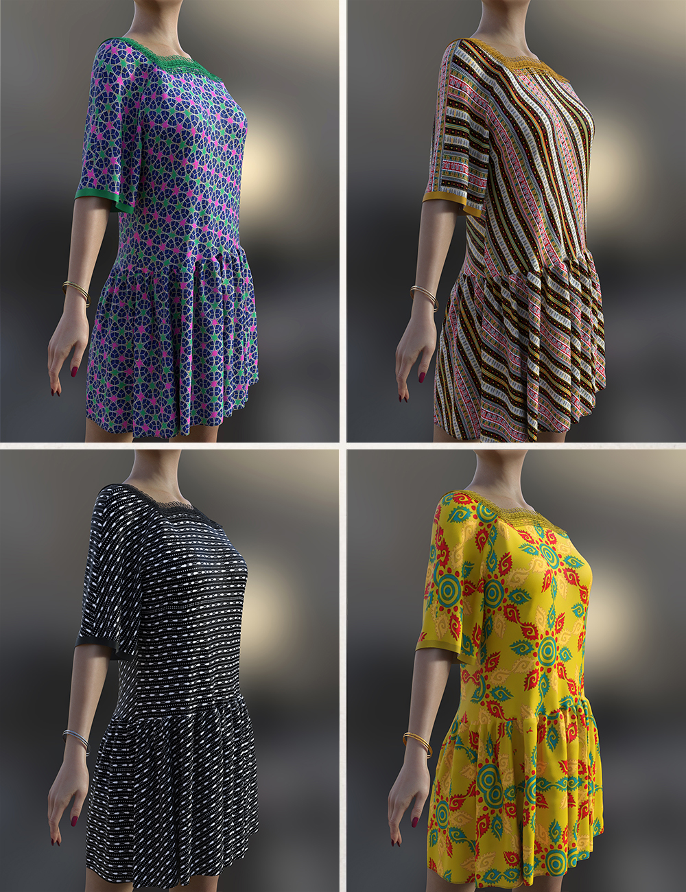 dForce Biba Outfit for Genesis 8 and 8.1 Females by: Nelmi, 3D Models by Daz 3D