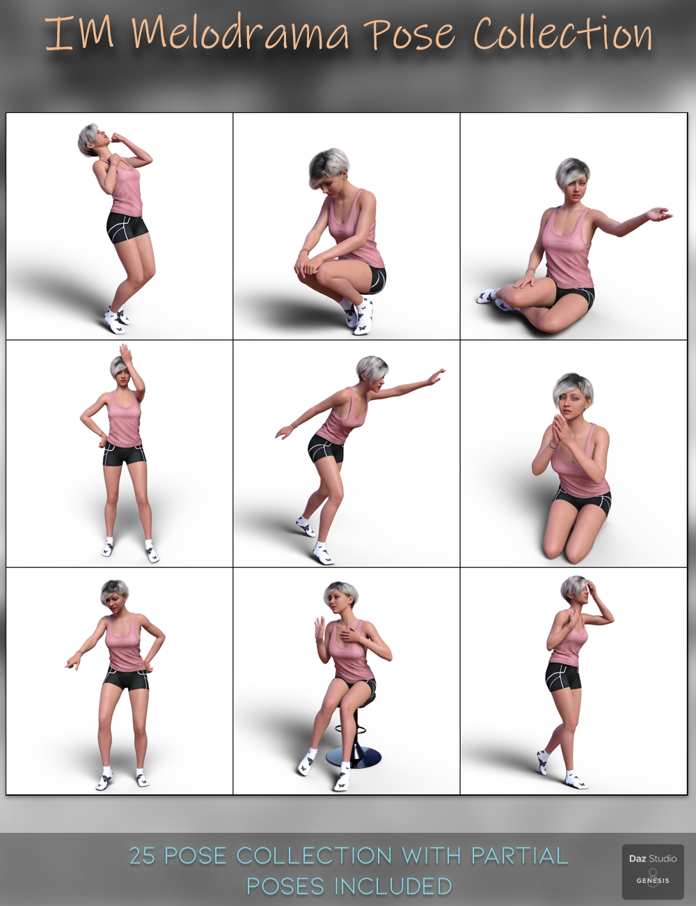 IM Melodrama Pose Collection for Genesis 8 Female IM Melodrama Pose Collection for Genesis 8 Female by: Paper TigerIronman, 3D Models by Daz 3D