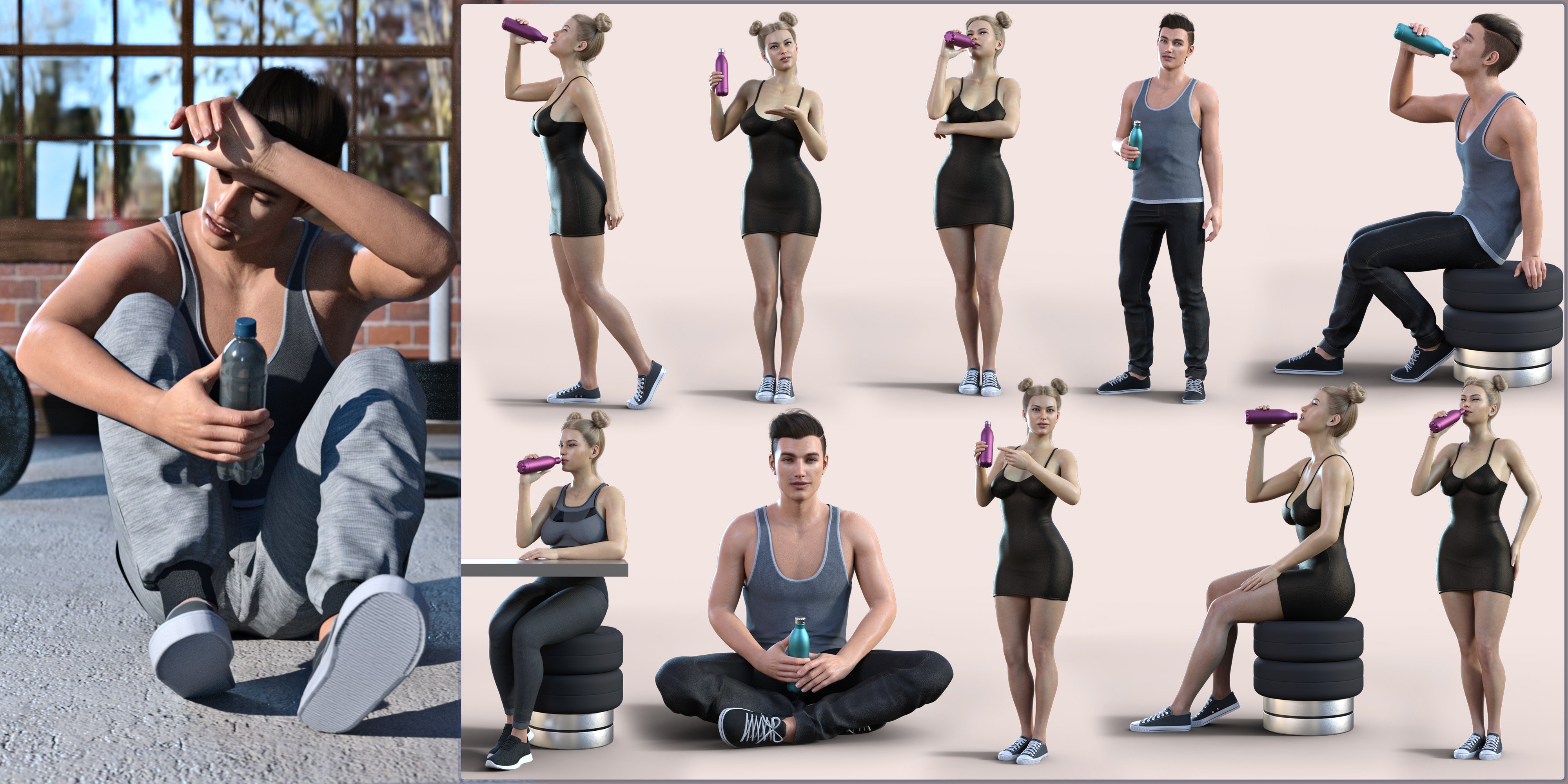 Z Stay Hydrated Prop and Pose Mega Set by: Zeddicuss, 3D Models by Daz 3D