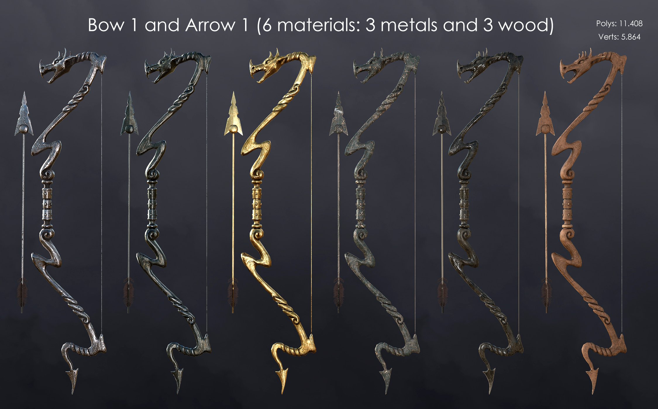 Fantasy Bow And Arrow Collection Vol.1 for Genesis 8 by: fjaa3d, 3D Models by Daz 3D