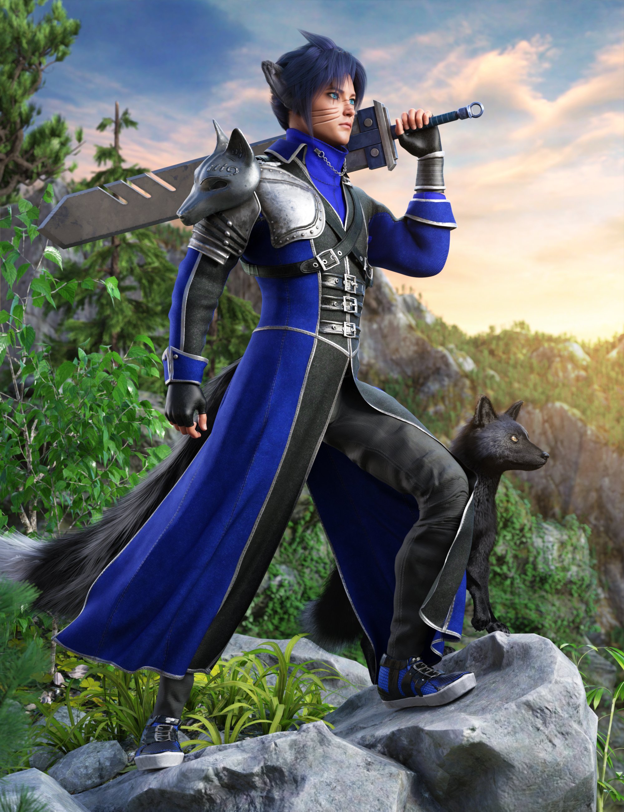 dForce Azurite Outfit for Genesis 8 and 8.1 Males by: Barbara BrundonUmblefuglyMoonscape GraphicsSade, 3D Models by Daz 3D