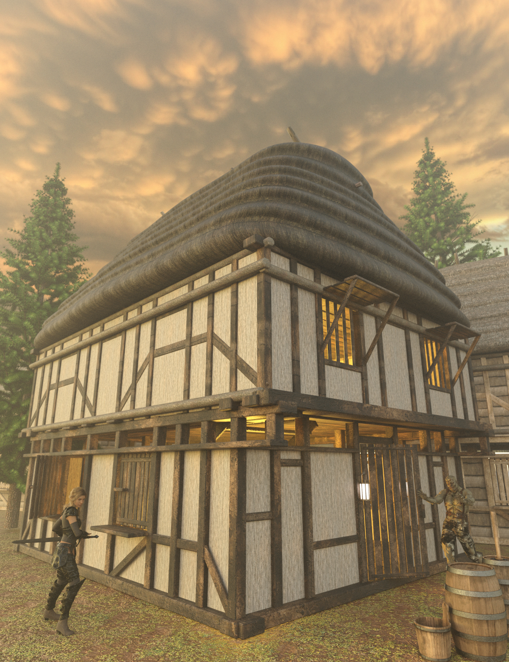 Timber Framed Houses 3 by: Enterables, 3D Models by Daz 3D