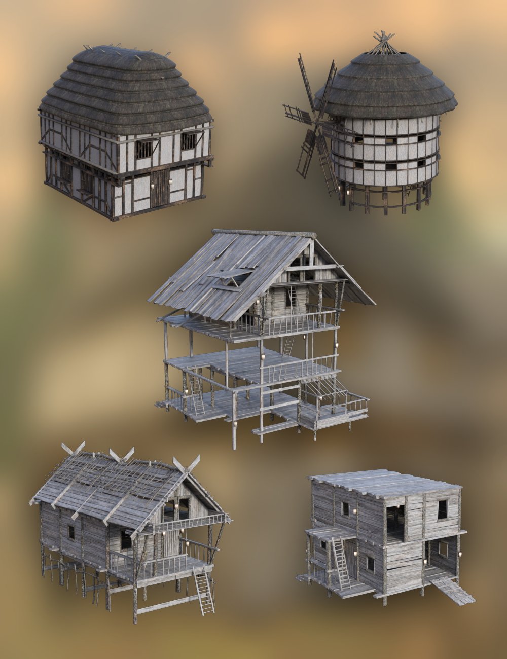 Timber Framed Houses 3 by: Enterables, 3D Models by Daz 3D