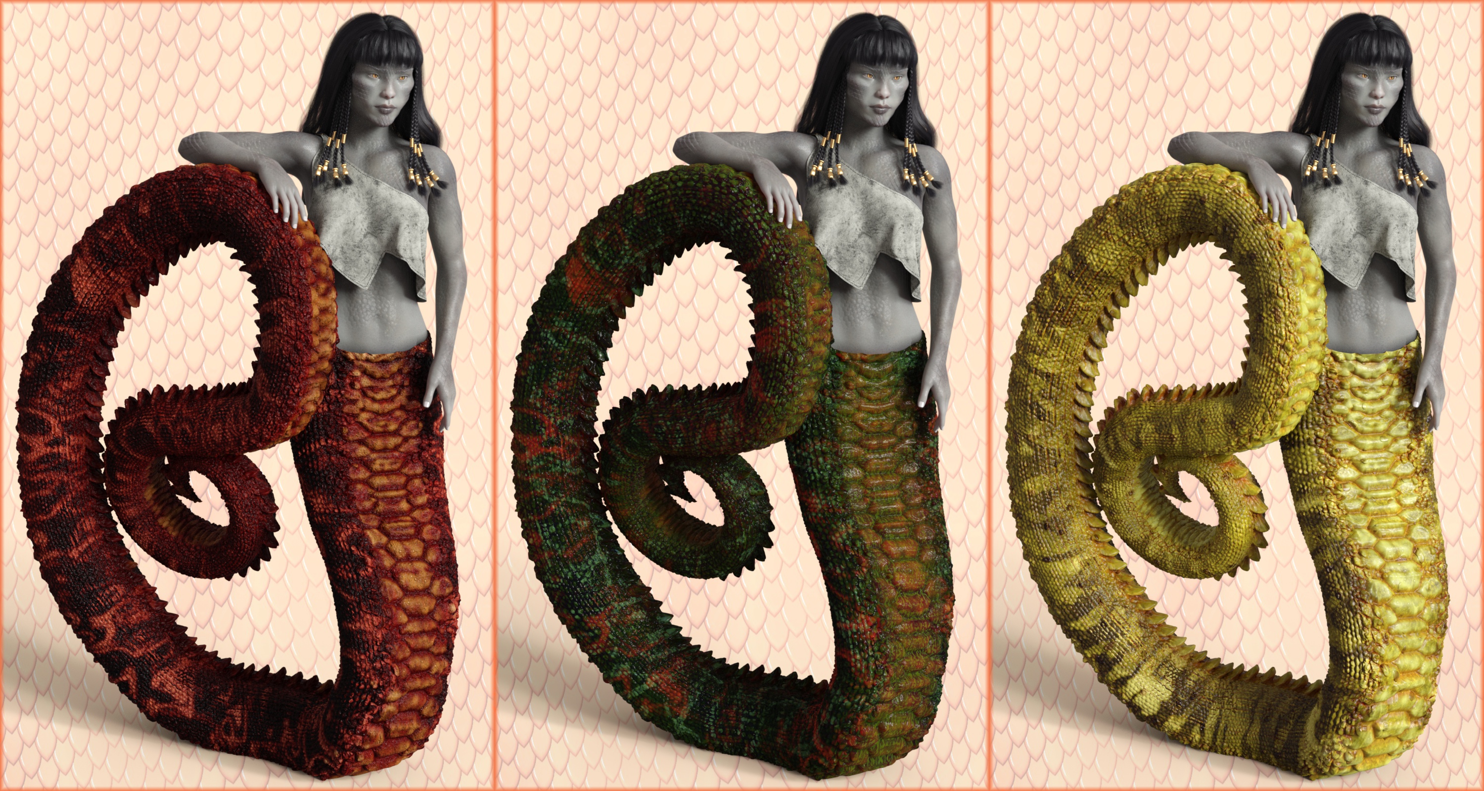 Lamia Mania - Textures for Lamia Tail HD Shapes by: 3D-GHDesignSade, 3D Models by Daz 3D
