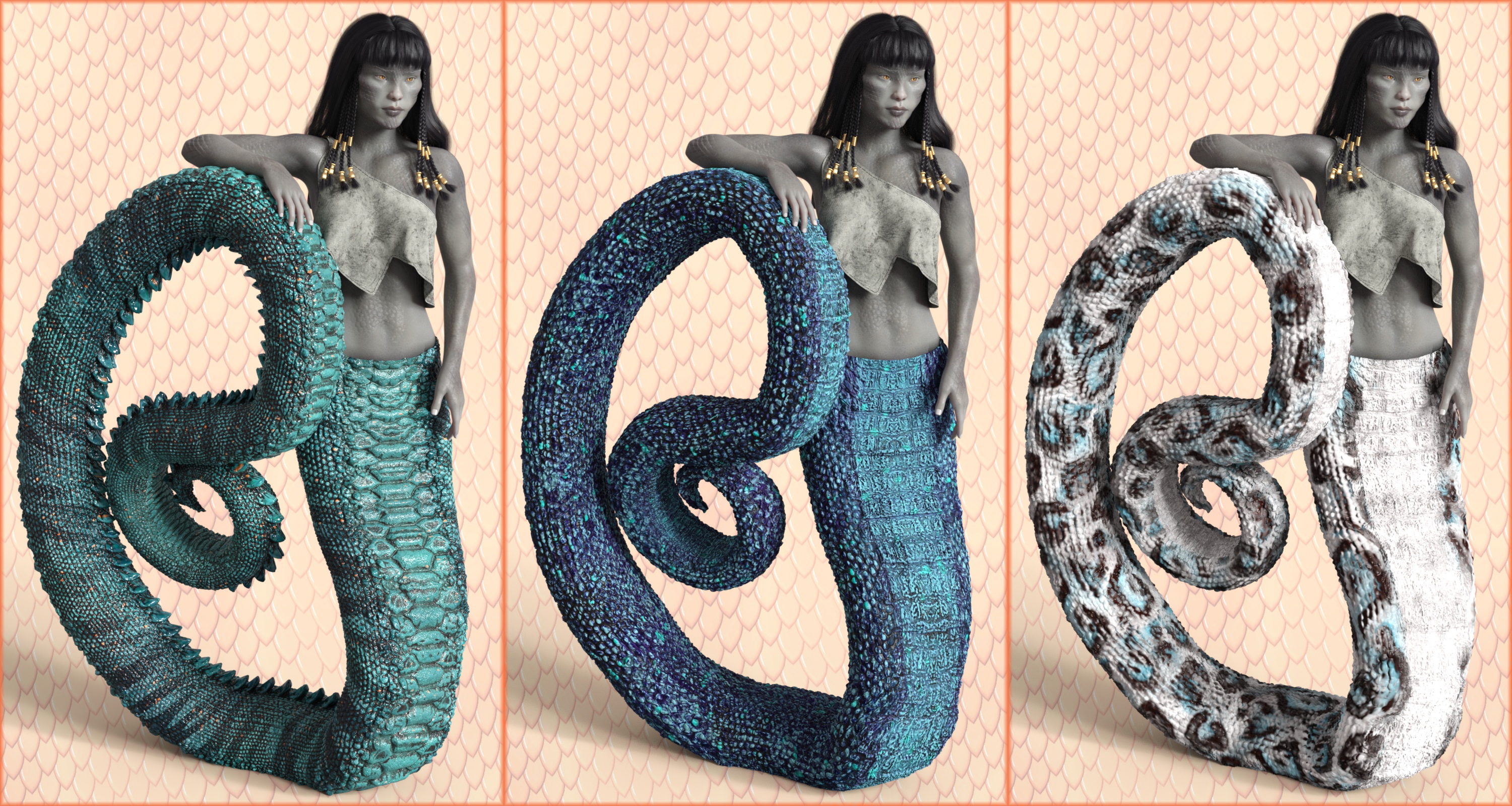 Lamia Mania - Textures for Lamia Tail HD Shapes by: 3D-GHDesignSade, 3D Models by Daz 3D