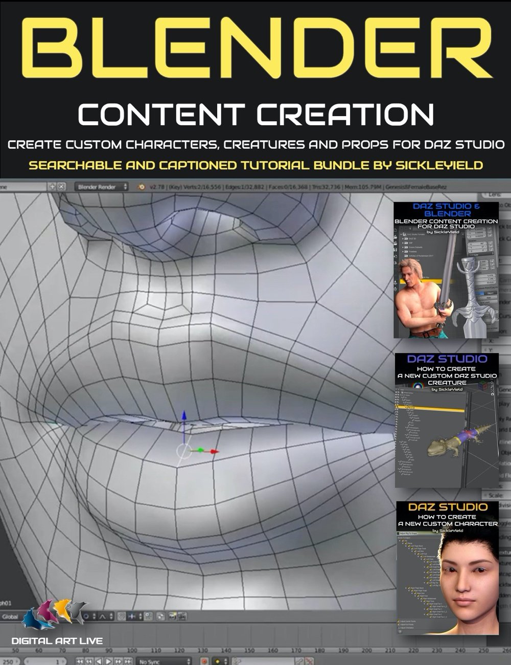 Blender Content Creation for Daz Studio Bundle by: Digital Art LiveSickleyield, 3D Models by Daz 3D