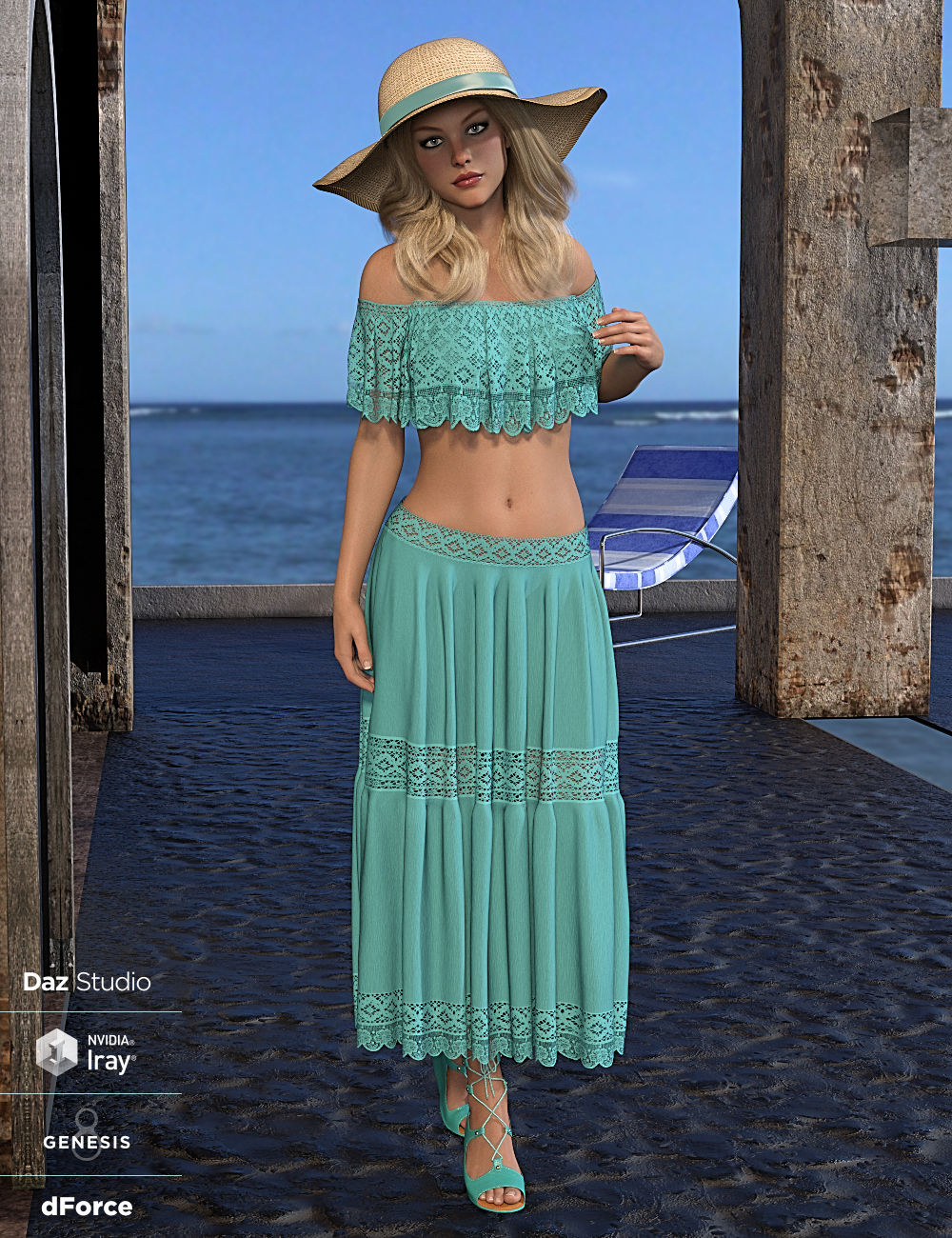 dForce Riviera Chic for Genesis 8 and 8.1 Females by: WildDesigns, 3D Models by Daz 3D