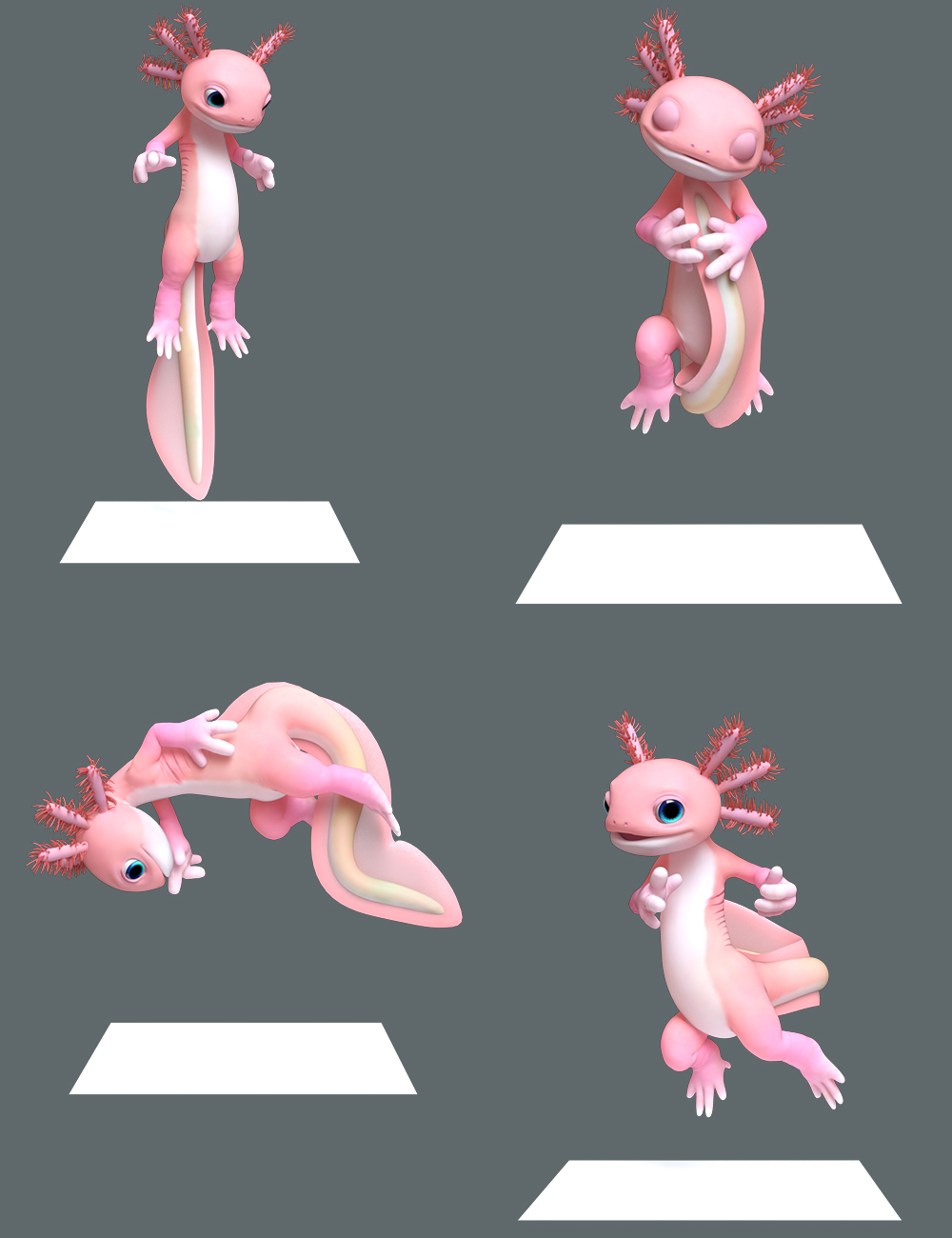 Ajolote Hierarchical Poses for Toon Axolotl by: Ensary, 3D Models by Daz 3D