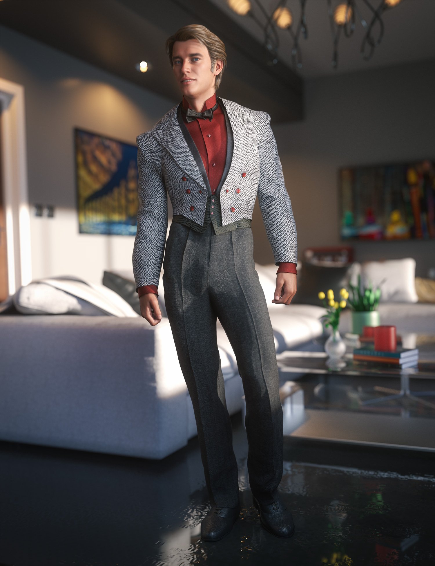 dForce White Tie Outfit Textures by: Moonscape GraphicsSade, 3D Models by Daz 3D