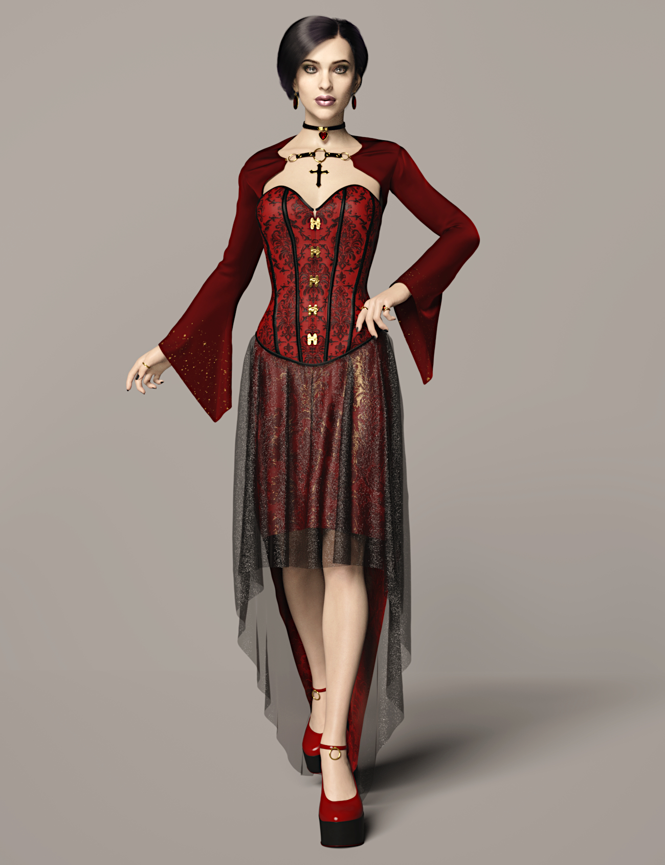 dForce Dark Vamp Outfit Texture Expansion by: Toyen, 3D Models by Daz 3D