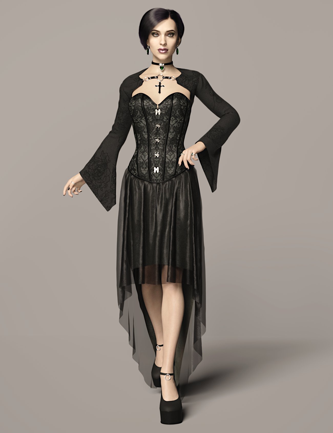 dForce Dark Vamp Outfit Texture Expansion by: Toyen, 3D Models by Daz 3D