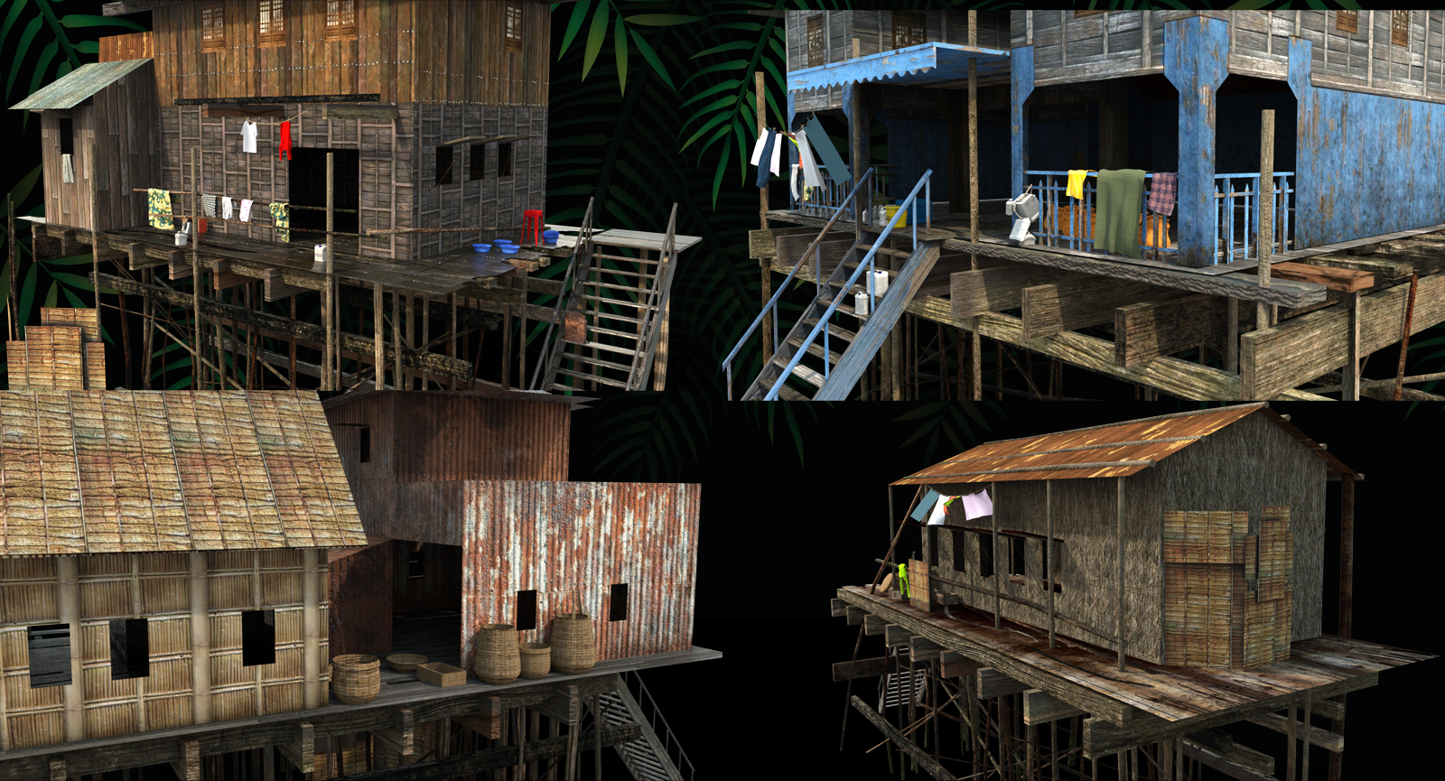 Stilt Houses by: Ansiko, 3D Models by Daz 3D