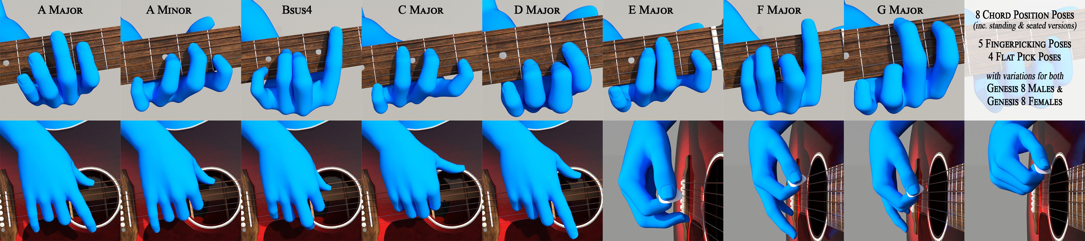 Acoustic Guitar and Poses for Genesis 8 Acoustic Guitar and Poses for Genesis 8 by: The Alchemist, 3D Models by Daz 3D