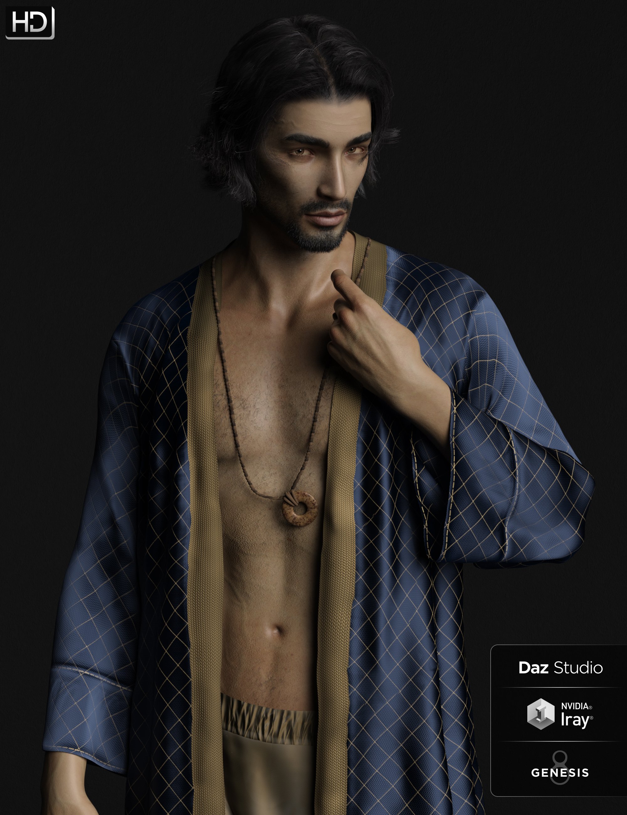 Phx Nasiri HD and Necklace for Genesis 8 Male by: Phoenix1966, 3D Models by Daz 3D