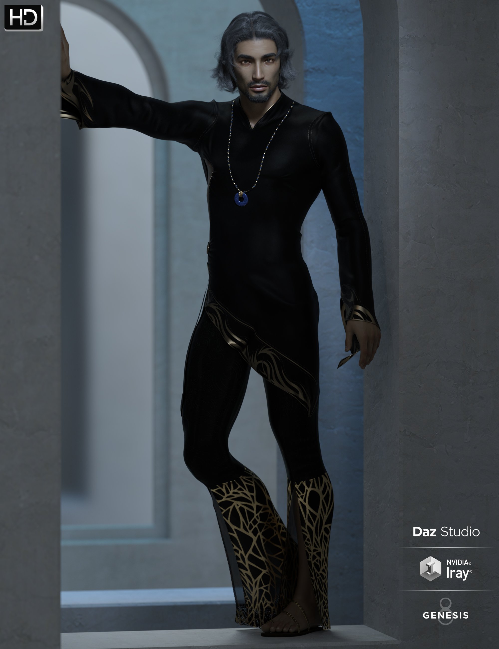 Phx Nasiri HD and Necklace for Genesis 8 Male Phx Nasiri HD and Necklace for Genesis 8 Male by: Phoenix1966, 3D Models by Daz 3D