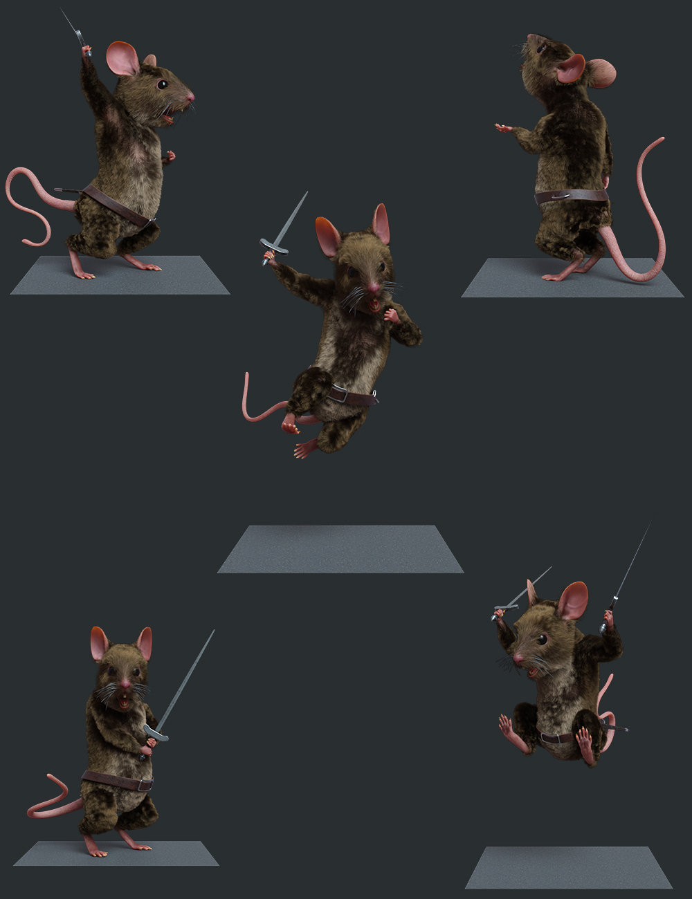 Warrior Mouse Hierarchical Poses for Storybook Mouse by: Ensary, 3D Models by Daz 3D