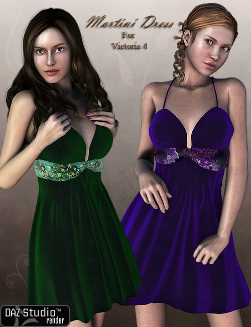 Martini Dress for V4 by: Ryverthorn, 3D Models by Daz 3D