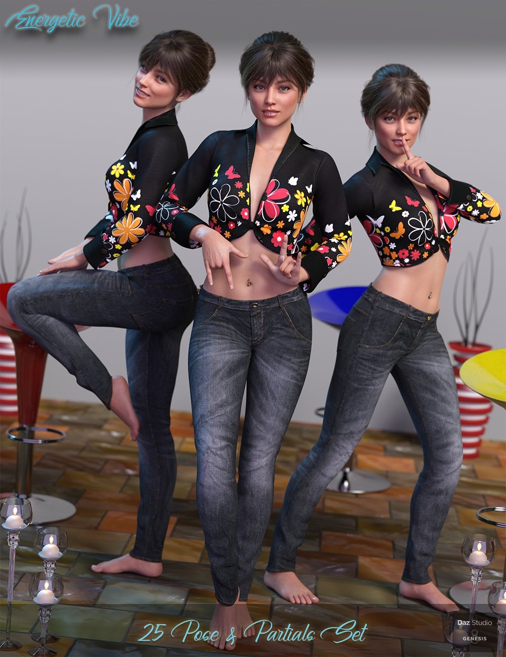 IM Energetic Vibe Poses for Genesis 8 Females by: Paper TigerIronman, 3D Models by Daz 3D