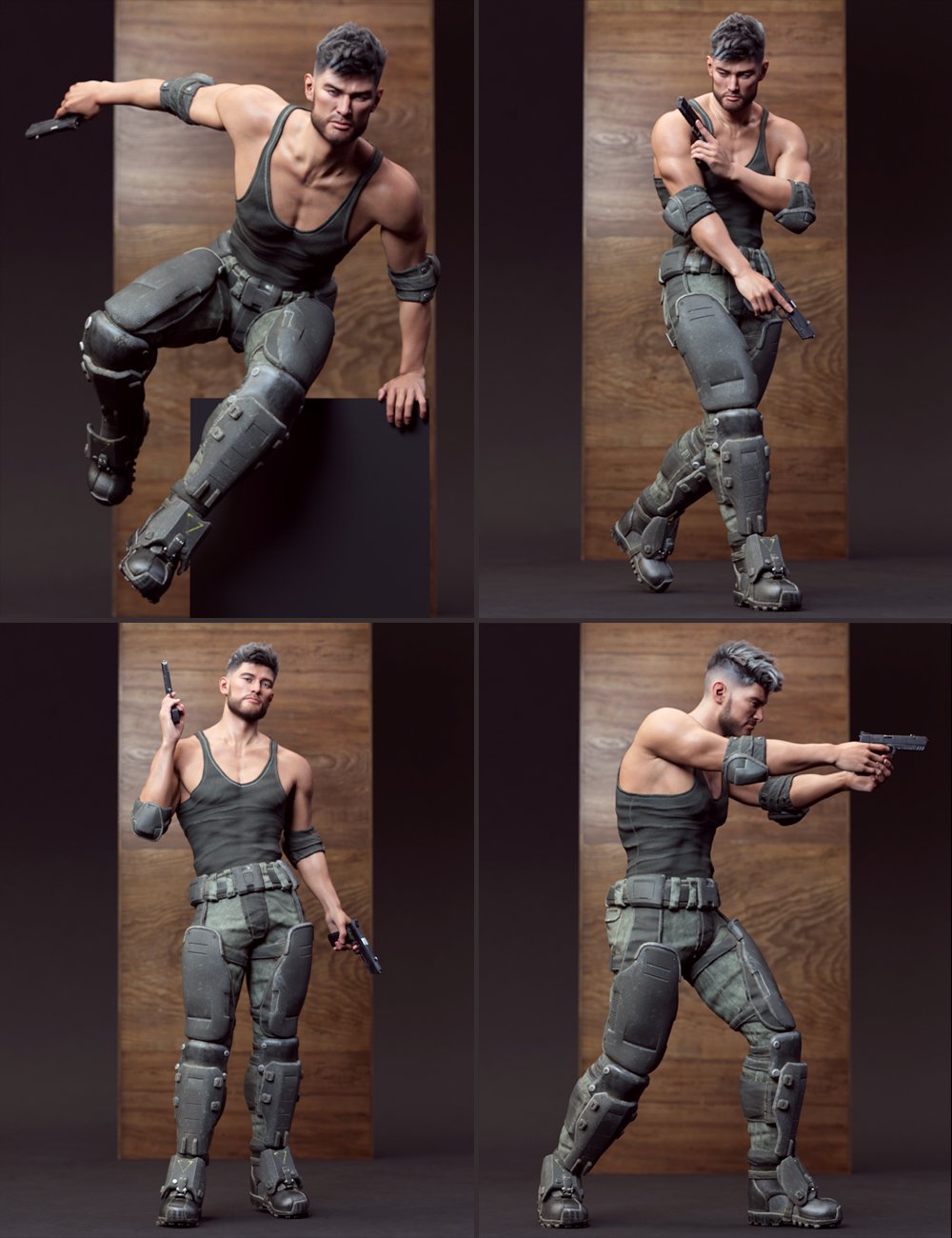 War Weapons Props and Poses for Genesis 8 and 8.1 Male by: 3D Sugar, 3D Models by Daz 3D