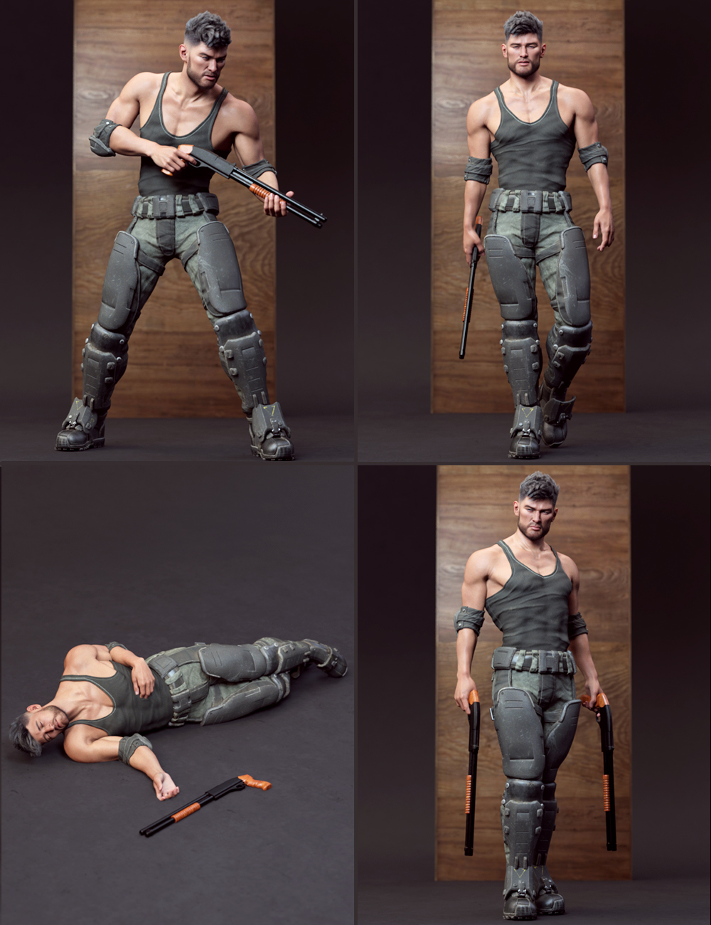War Weapons Props and Poses for Genesis 8 and 8.1 Male by: 3D Sugar, 3D Models by Daz 3D