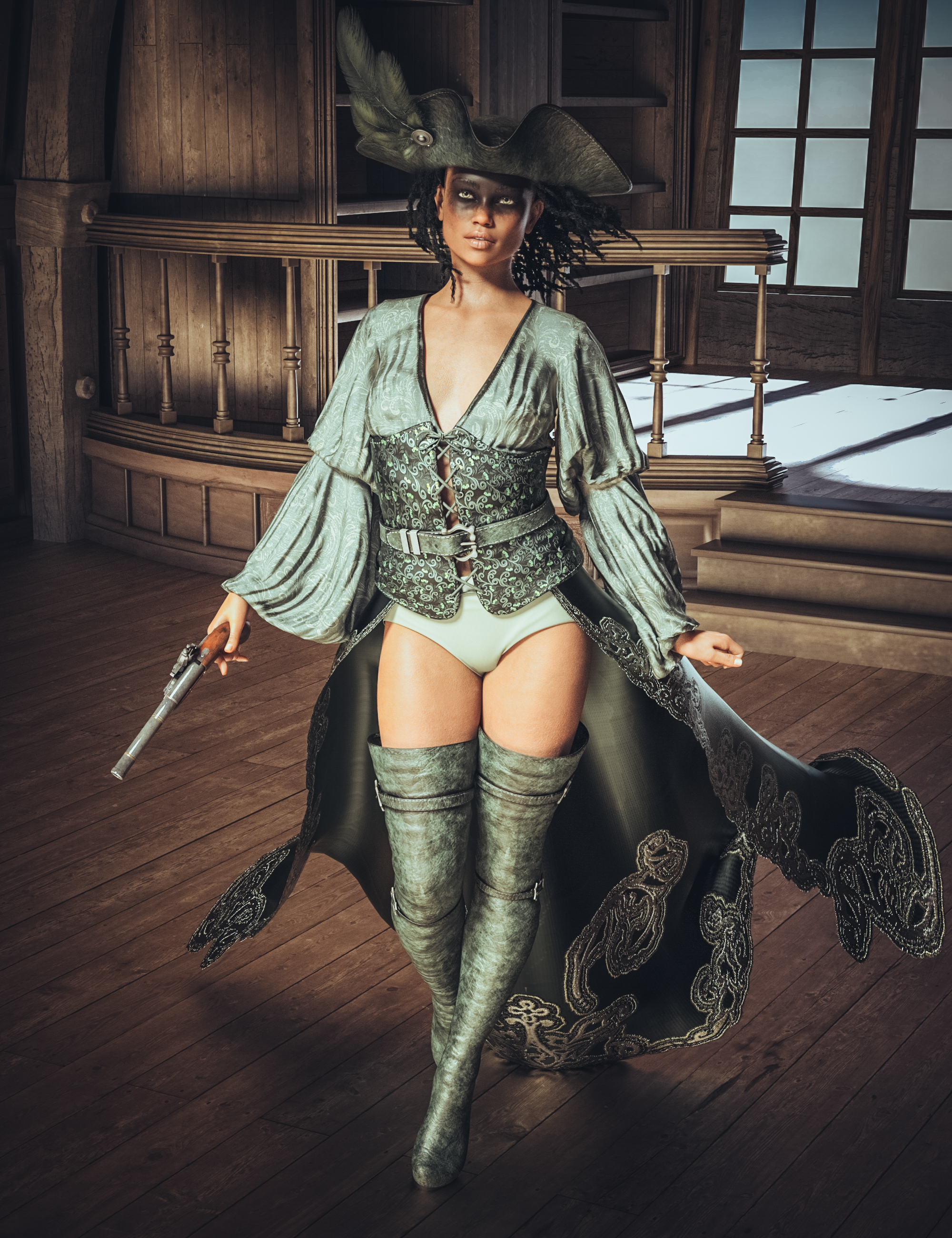 dForce CB Avast Sea Clothing Set for Genesis 8 and Genesis 8.1 Females by: CynderBlue, 3D Models by Daz 3D