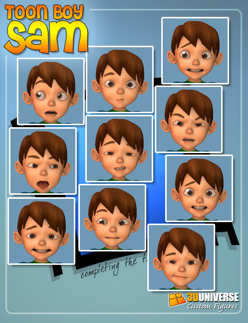 Toon Boy Sam by: 3D Universe, 3D Models by Daz 3D