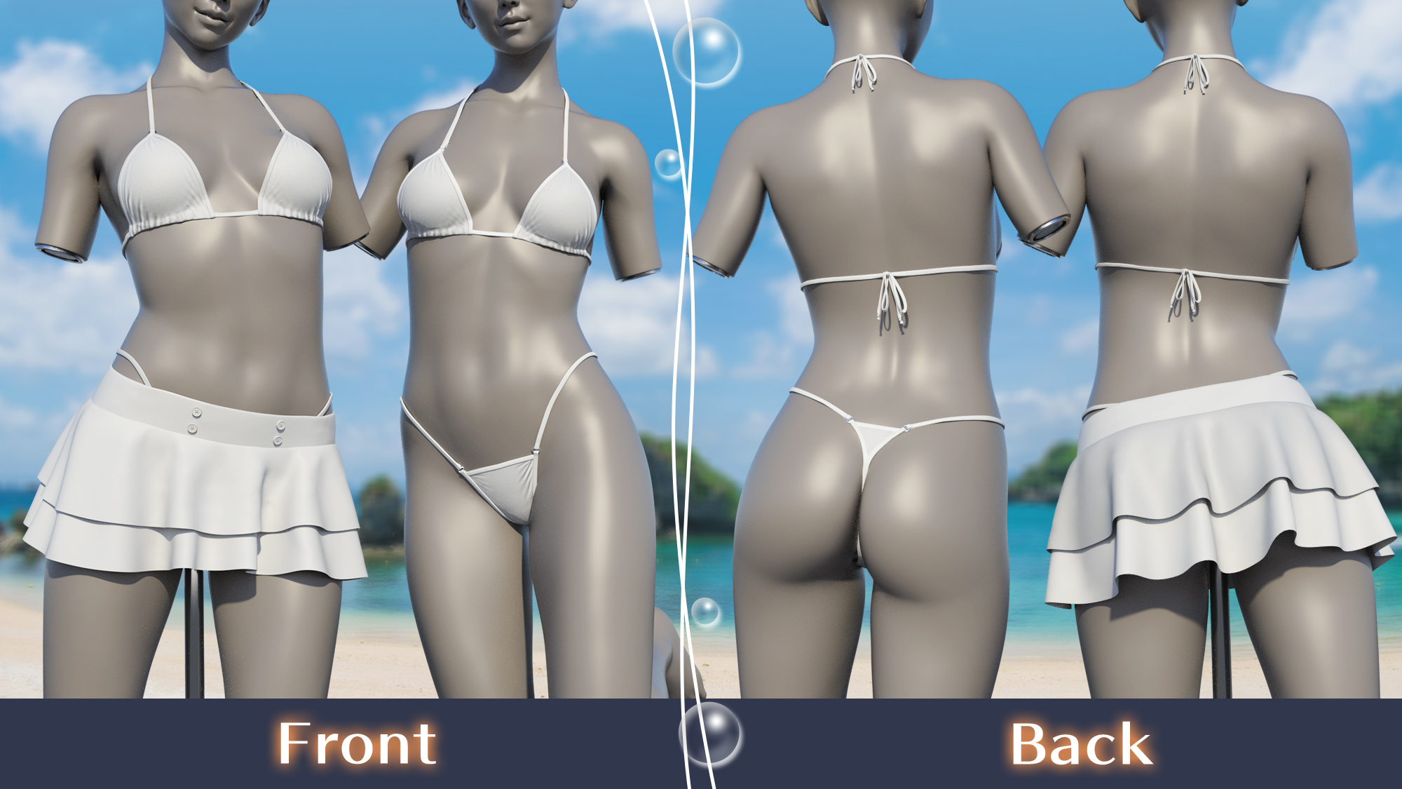 SVM's Triangle Bikini and dForce Swim Skirt for Genesis 8 and 8.1 Females by: SilverMoon, 3D Models by Daz 3D
