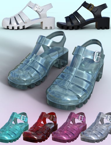 90 s Jelly Sandals for Genesis 8 Females Daz 3D