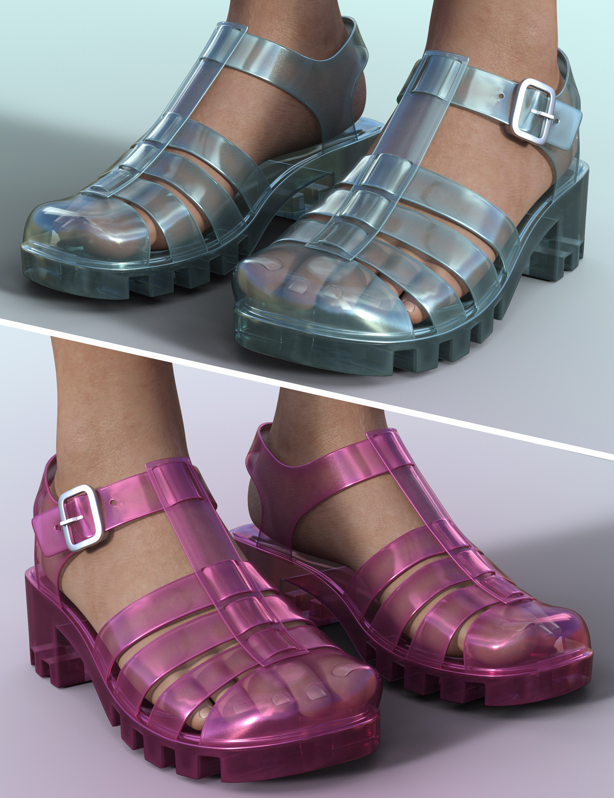 90's Jelly Sandals for Genesis 8 Females | Daz 3D
