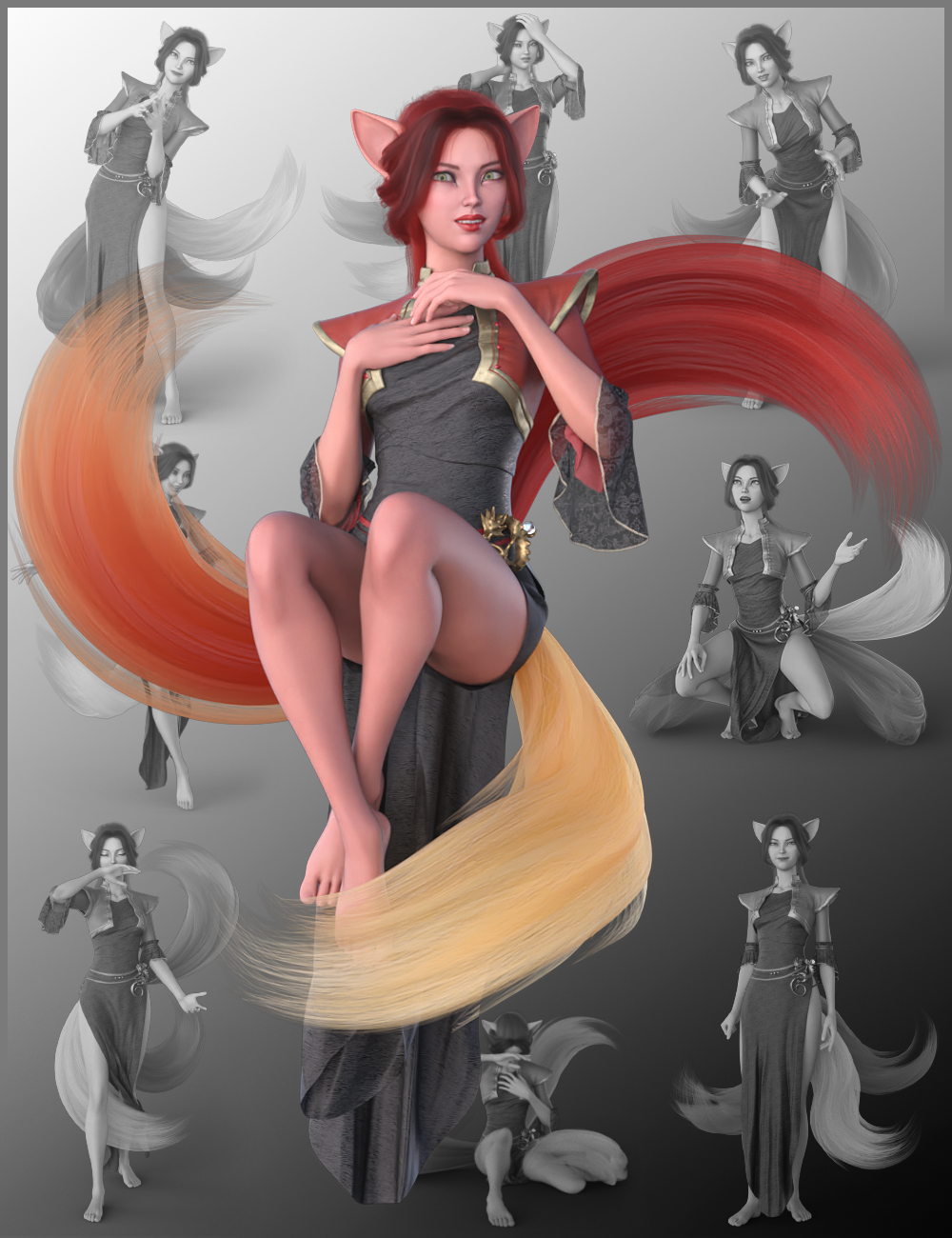 Foxfire Poses for Kiko 8.1 and Genesis 8.1 Females by: Quixotry, 3D Models by Daz 3D
